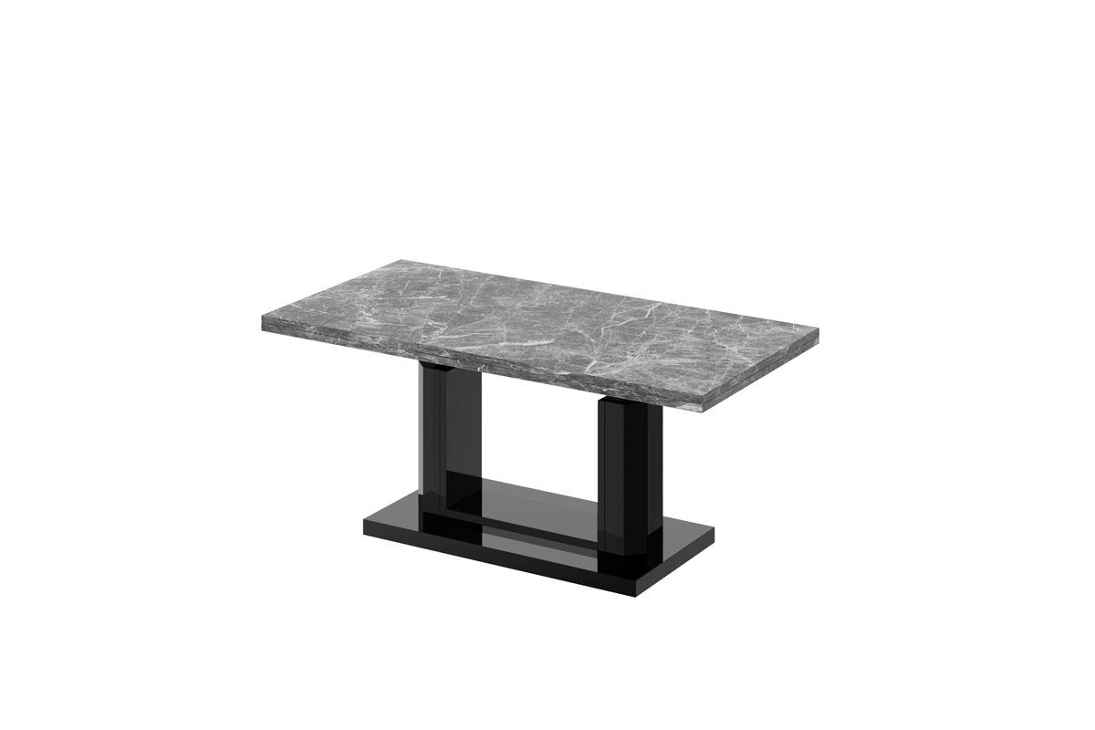 Couchtisch höhenverstellbar Hochglanz Couchtisch dunkel Tisch - stufenlos aufklappbar HAC-111 Design Schwarz Marmor designimpex