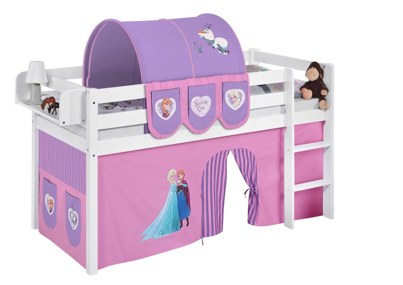 Lilokids Hochbett Spielbett JELLE 190x90 + Lattenrost + Vorhang DISNEY FROZ günstig online kaufen