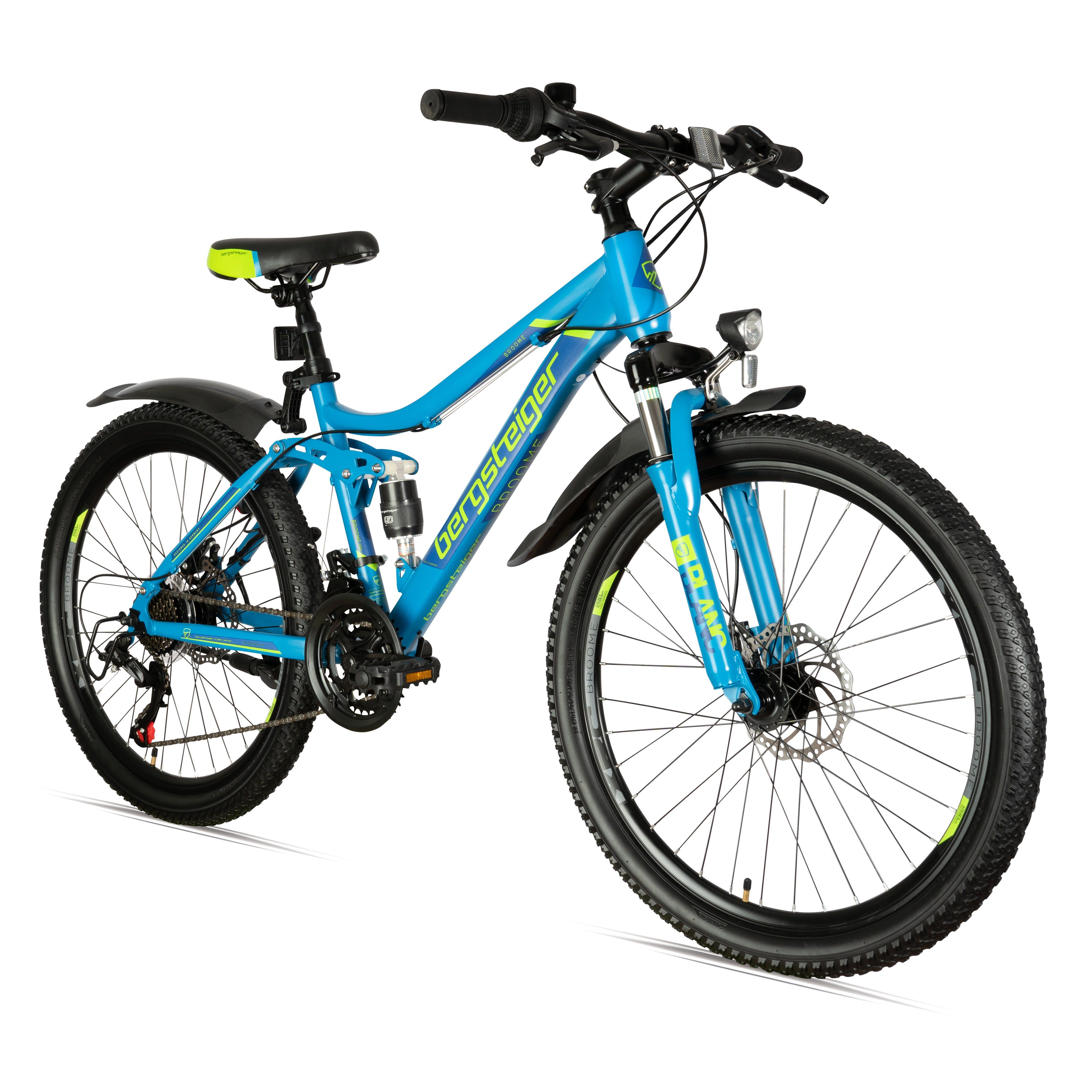 bergsteiger Kinderfahrrad Broome 24, 26 Zoll, Damen, Herren, Mountainbike, 21 Gang Shimano Shimano Tourney Schaltung Schaltwerk, Kettenschaltung, Scheibenbremsen