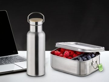 APS Lunchbox, Edelstahl, (2-tlg), SET Thermosflasche & Brotdose aus Edelstahl, Brotzeitbox, Vesperdose