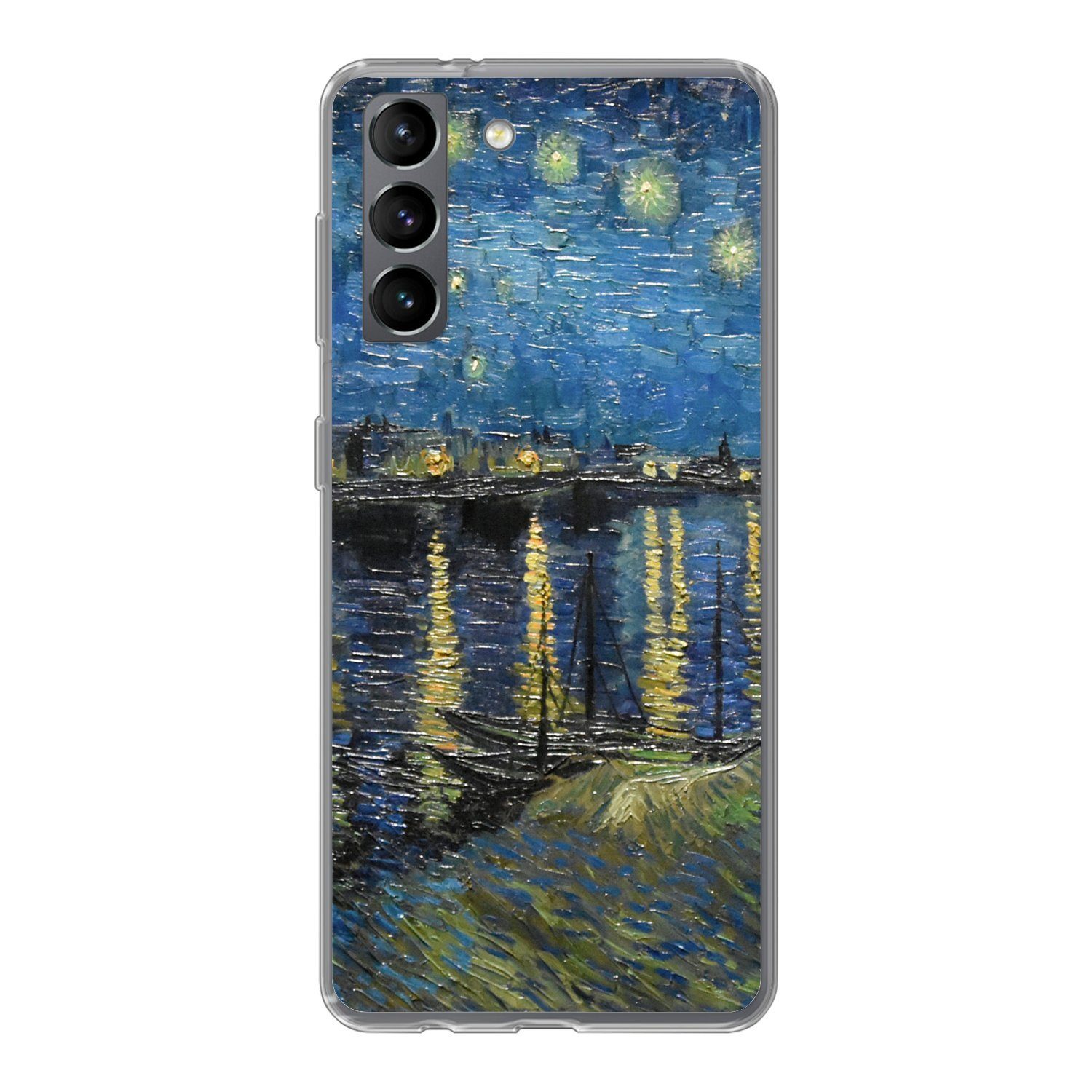 MuchoWow Handyhülle für Samsung Galaxy S21 Sternennacht über der Rhone - Van Gogh - Kunst, Phone Case, Silikon, Schutzhülle Dünn