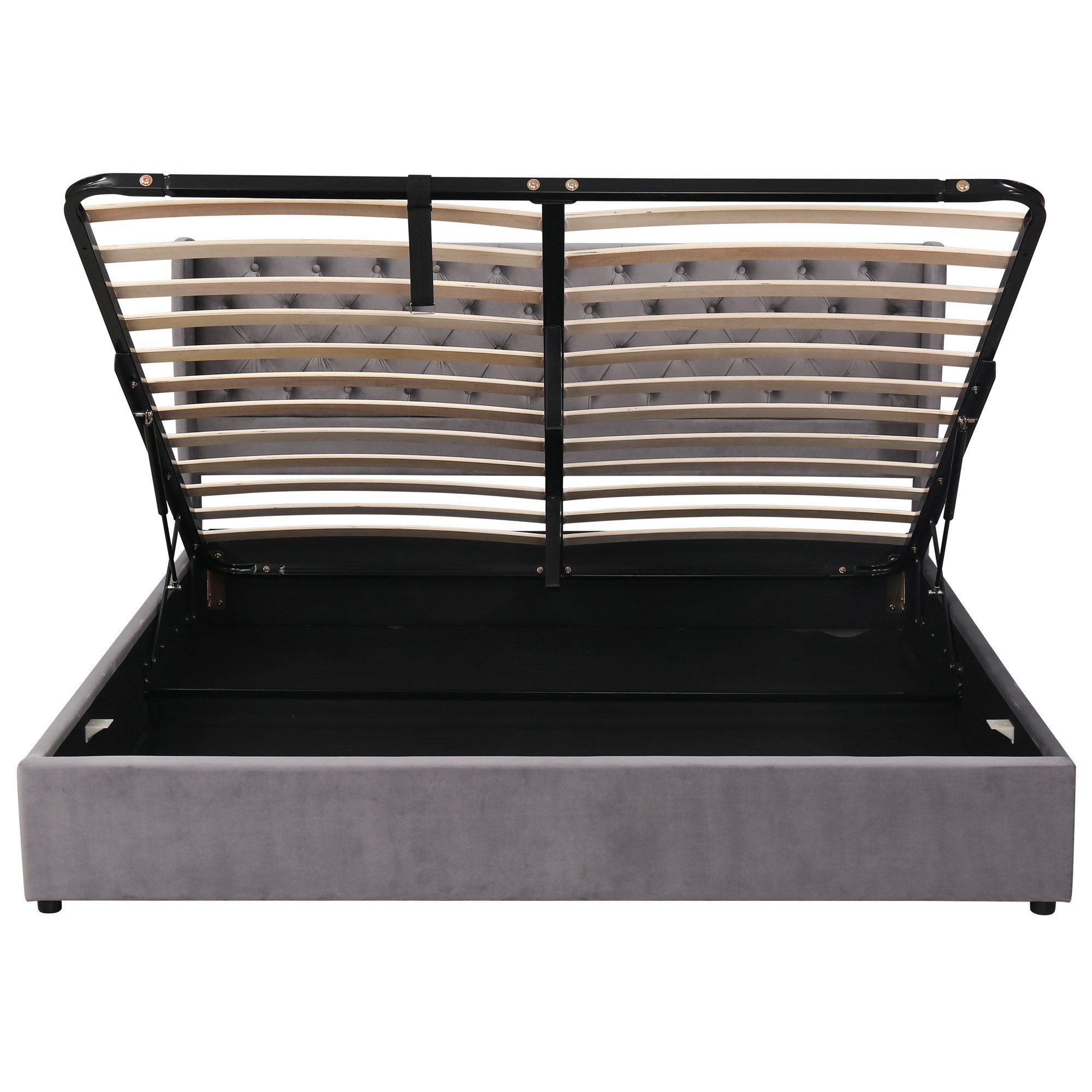 Boxspringbett (Doppelbett Funktionsbett mit Bettkasten und Lattenrost), Polsterbett 180x200 cm Hydraulisches Bett, Samt, Gepolstertes Kopfteil