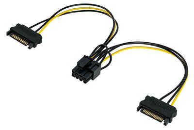 Poppstar Grafikkarten-Kabel, (20 cm), Grafikkarten-Stromkabel 2x Sata 15 Pin, 1x PCIe 6+2 Pin