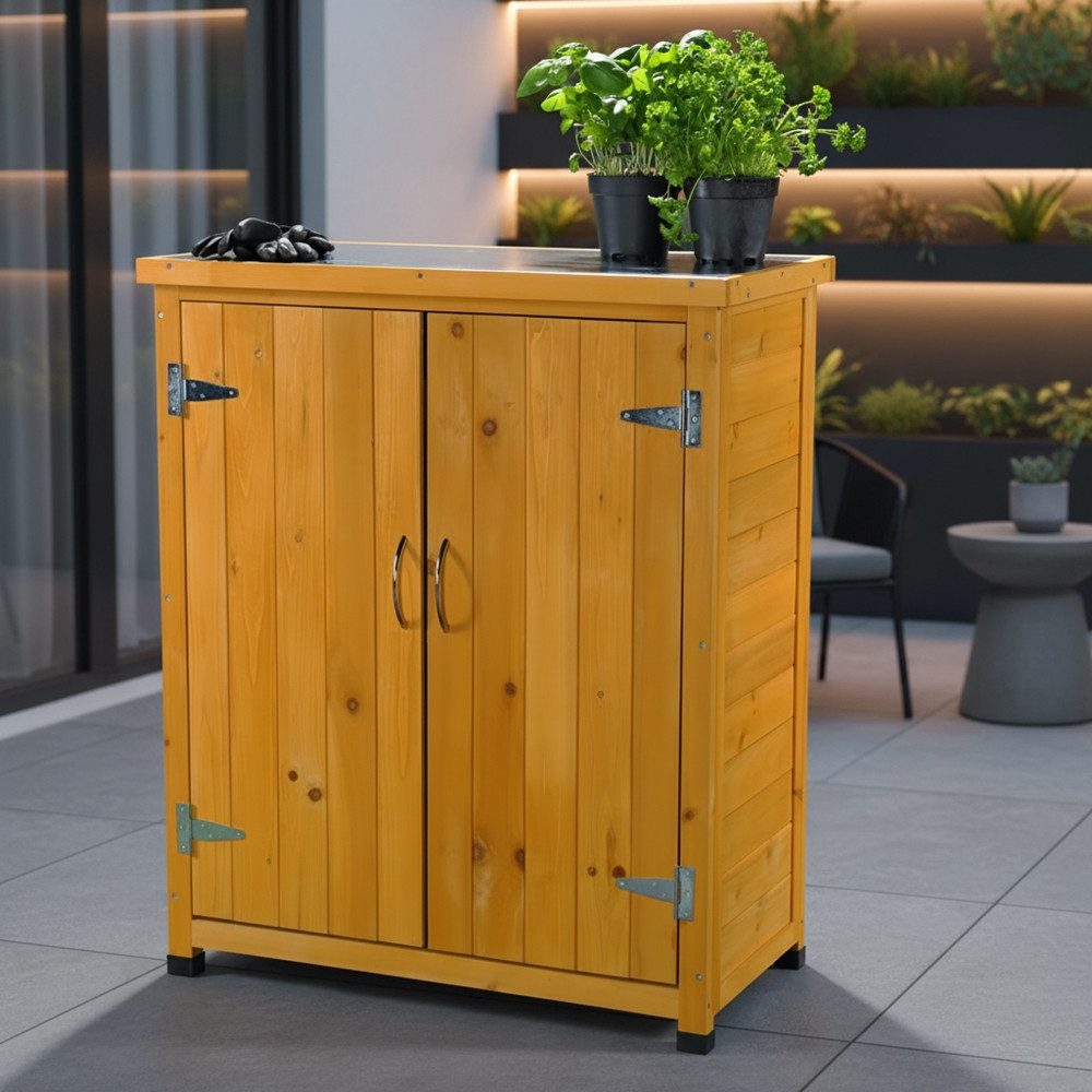 Mucola Garten-Geräteschrank Geräteschrank Gerätehaus Gartenschuppen Schrank Schuppen Gartenschrank, BxT: 75x40 cm, (Stück), Oberfläche mit robuster Platte