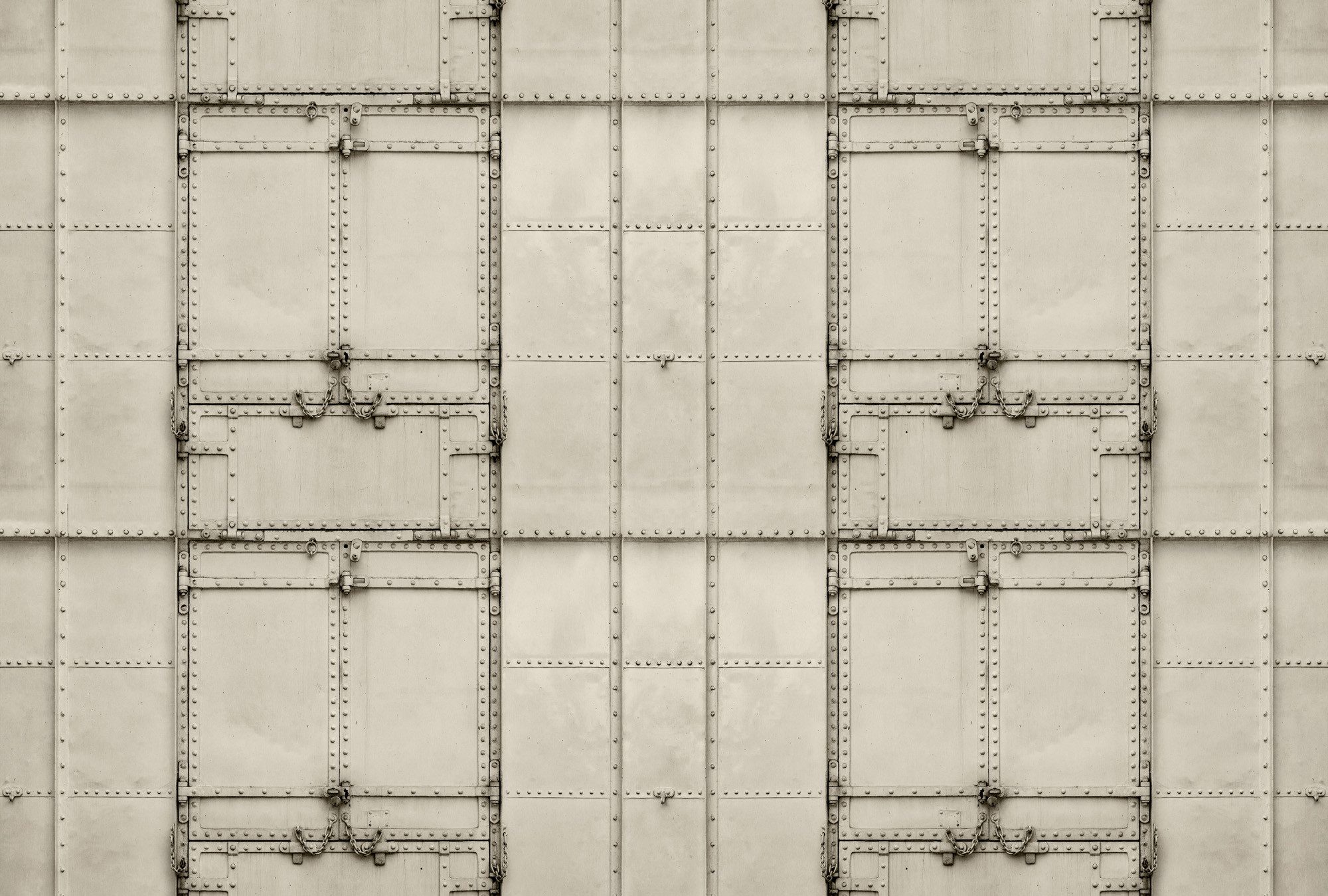living walls Vliestapete Industrial-Tapete Nietenoptik Grau Beige vintage, glatt, matt, (1 St)