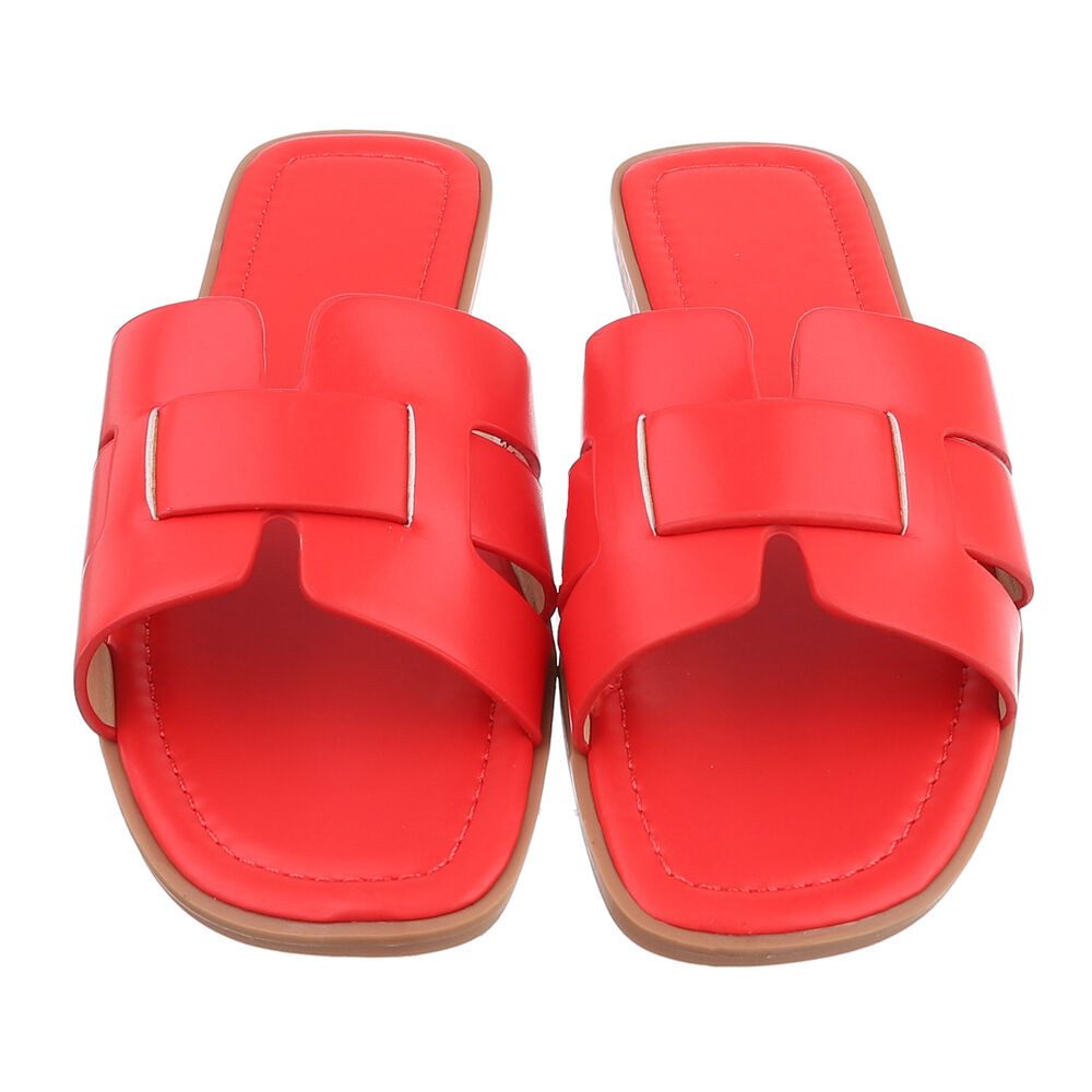 Ital-Design Moderne Sandalen für Freizeit und Sommervergnügen Pantolette (89322861) Blockabsatz Pantoletten in Rot – Bild 4 von 5