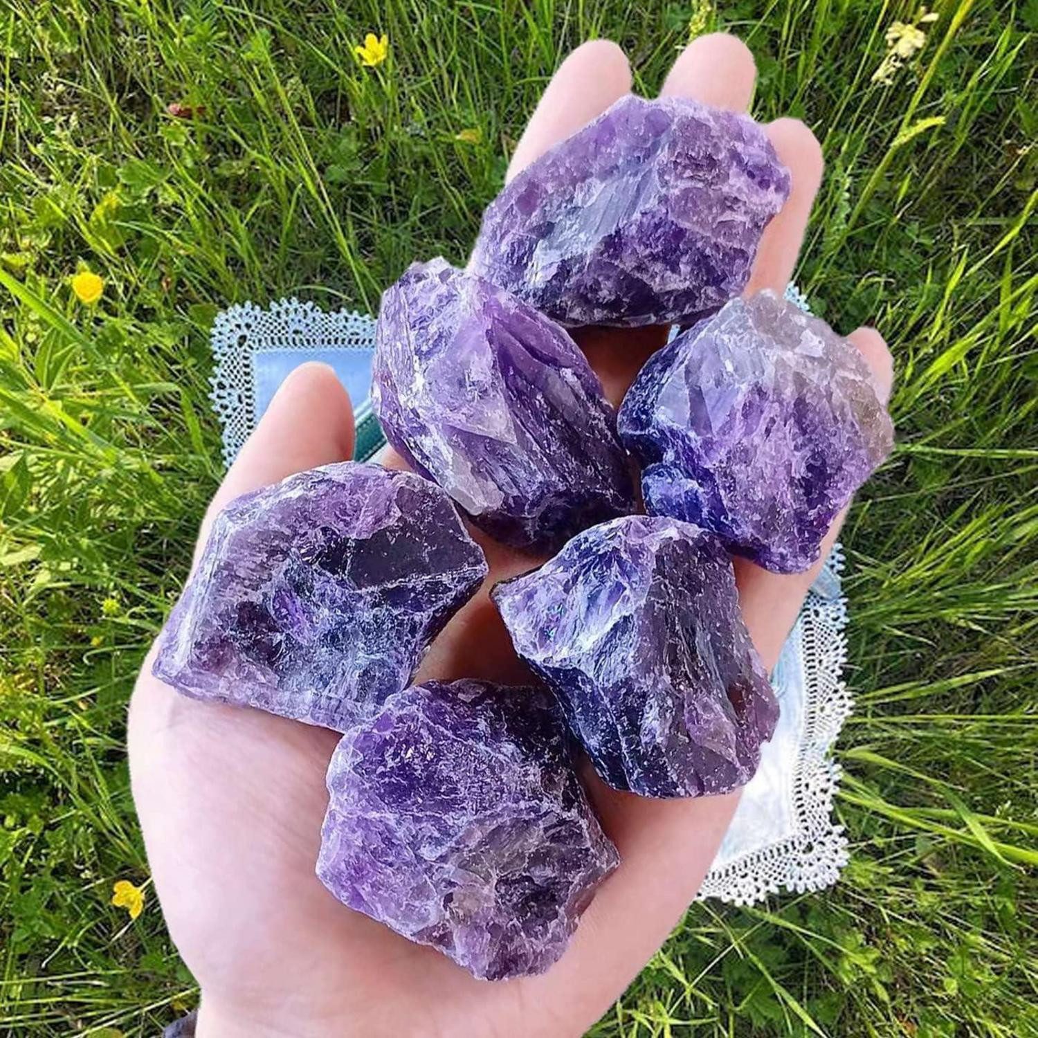 Edelstein Amethyst Rohsteine Premium Wassersteine Kristalle 4 Stück Natursteine