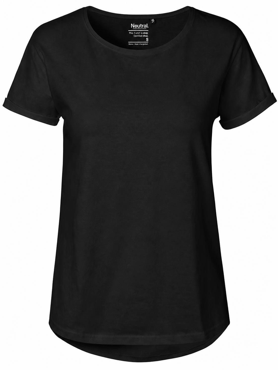 Neutral Rundhalsshirt Damen Roll Up Sleeve T-Shirt / Single Jersey Strick