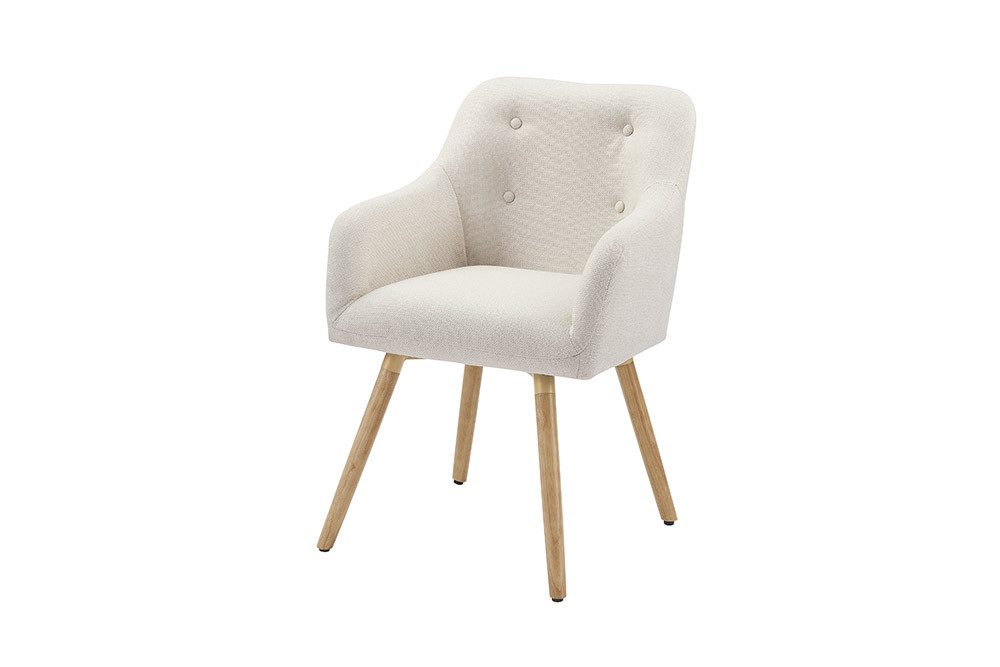 riess-ambiente Esszimmerstuhl SCANDINAVIA MEISTERSTÜCK beige/natur- Strukturstoff, Gummibaum, massiv (Einzelartikel, 1 St), Nordischer Stuhl - ideal für Esszimmer, Wohnbereich oder Homeoffice