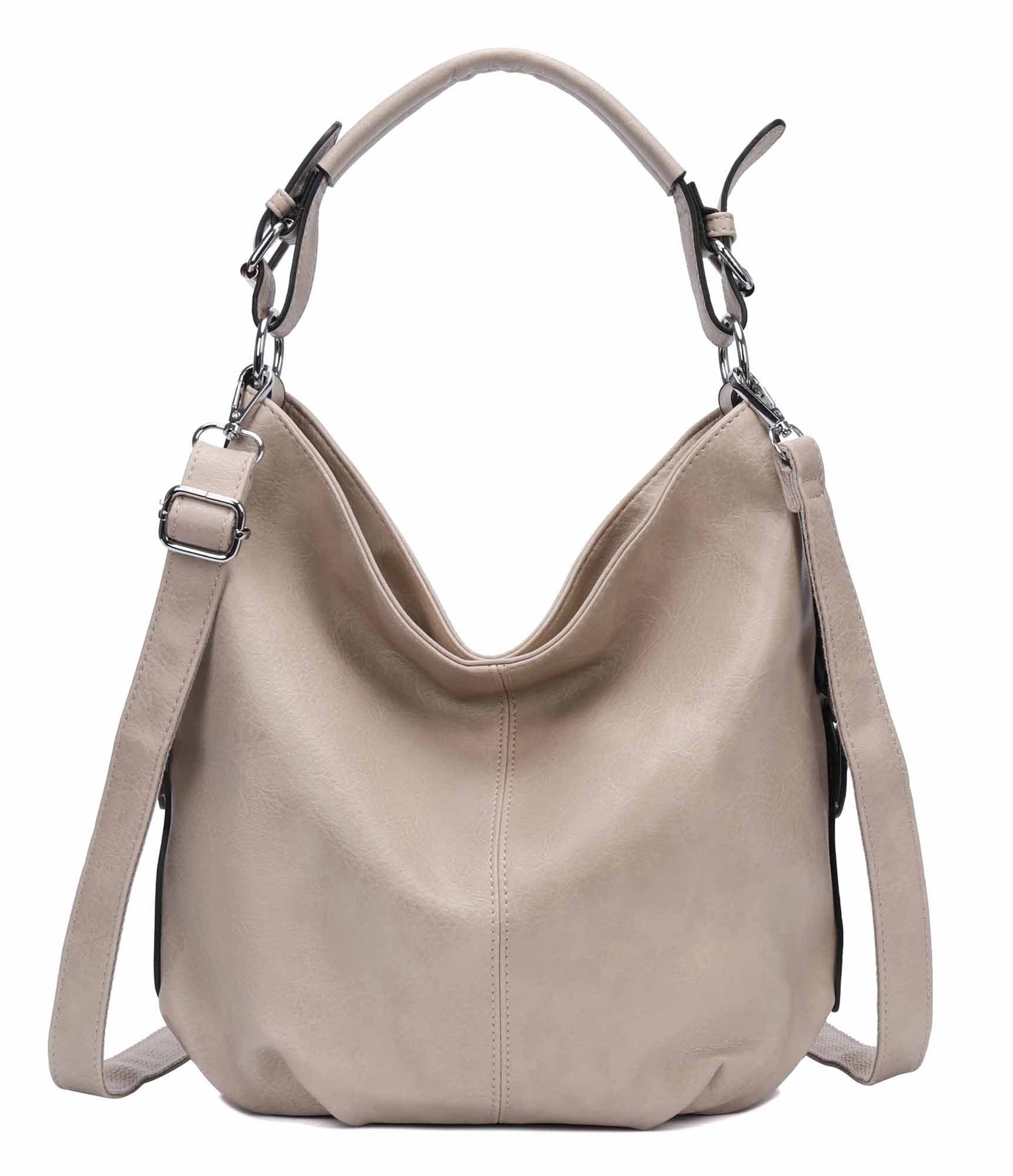 ITALYSHOP24 Schultertasche DAMEN SHOPPER Hobo Bag Umhängetasche Handtasche City Bag Cross-Over (Spar-Set: Henkel Tasche mit Schultergurt, Workbag Leder Optik, 2-tlg), Damentasche Freizeit Abend Leder Optik Henkeltasche Reise Crossbody