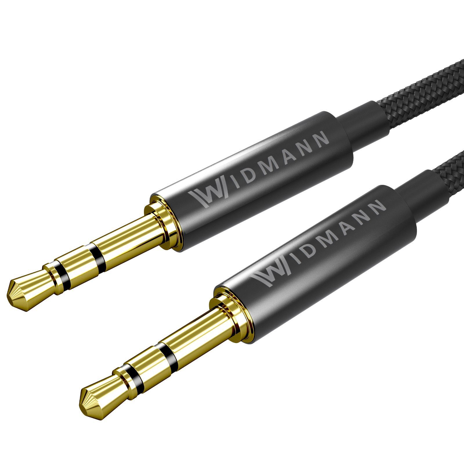 Widmann-Shop Aux Audio Kabel 3,5mm Klinke zu Klinke männlich Stereo  vergoldet 1M Audio-Kabel, 3,5-mm-Klinke, 3,5-mm-Klinke (100 cm), geeignet  für alle 3,5mm Aux Anschlüsse, Klinkenkabel, Kabel Klinke 3,5mm