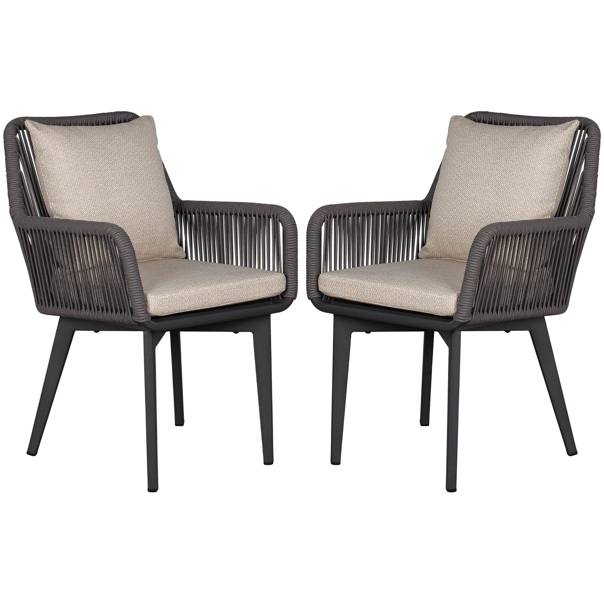 bene living Gartensessel 2er Set Diningsessel Marbella Rope (2-St., 2er Set Diningsessel Mabella Rope), inkl. Sitz- und Rückenkissen - Alurahmen mit Ropegewebe