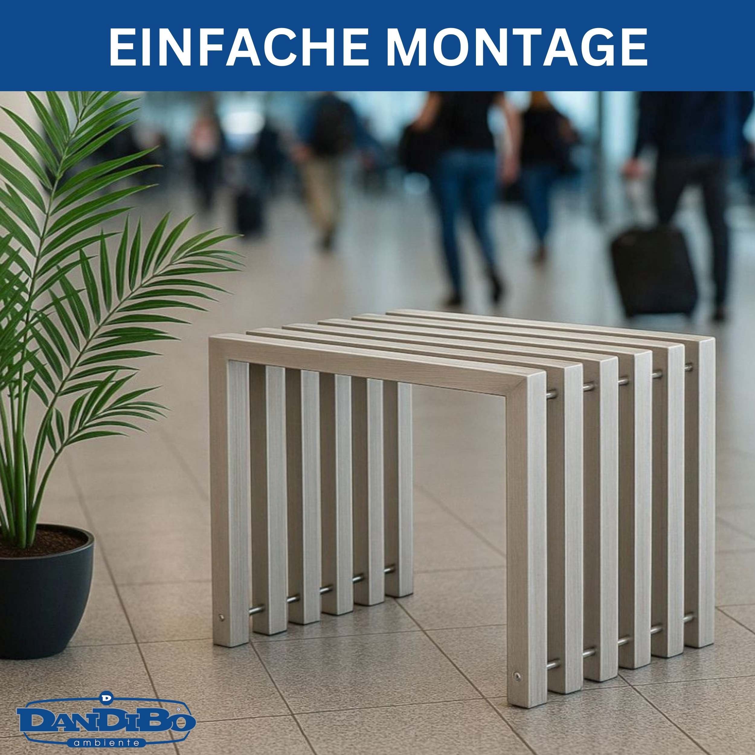 DanDiBo Sitzhocker Edelstahl Modern Wetterfest Metall Massiv 96643 Sitzbank 60 cm, Edelstahl Outdoor Garten Hocker Lamellenbank Lamellenhocker – Bild 5 von 5