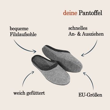 Pantoffelmann Filzpantoffel Herren Damen Hausschuh Filzlatschen superdicke Filzsohle Pantoffel (1 Paar)