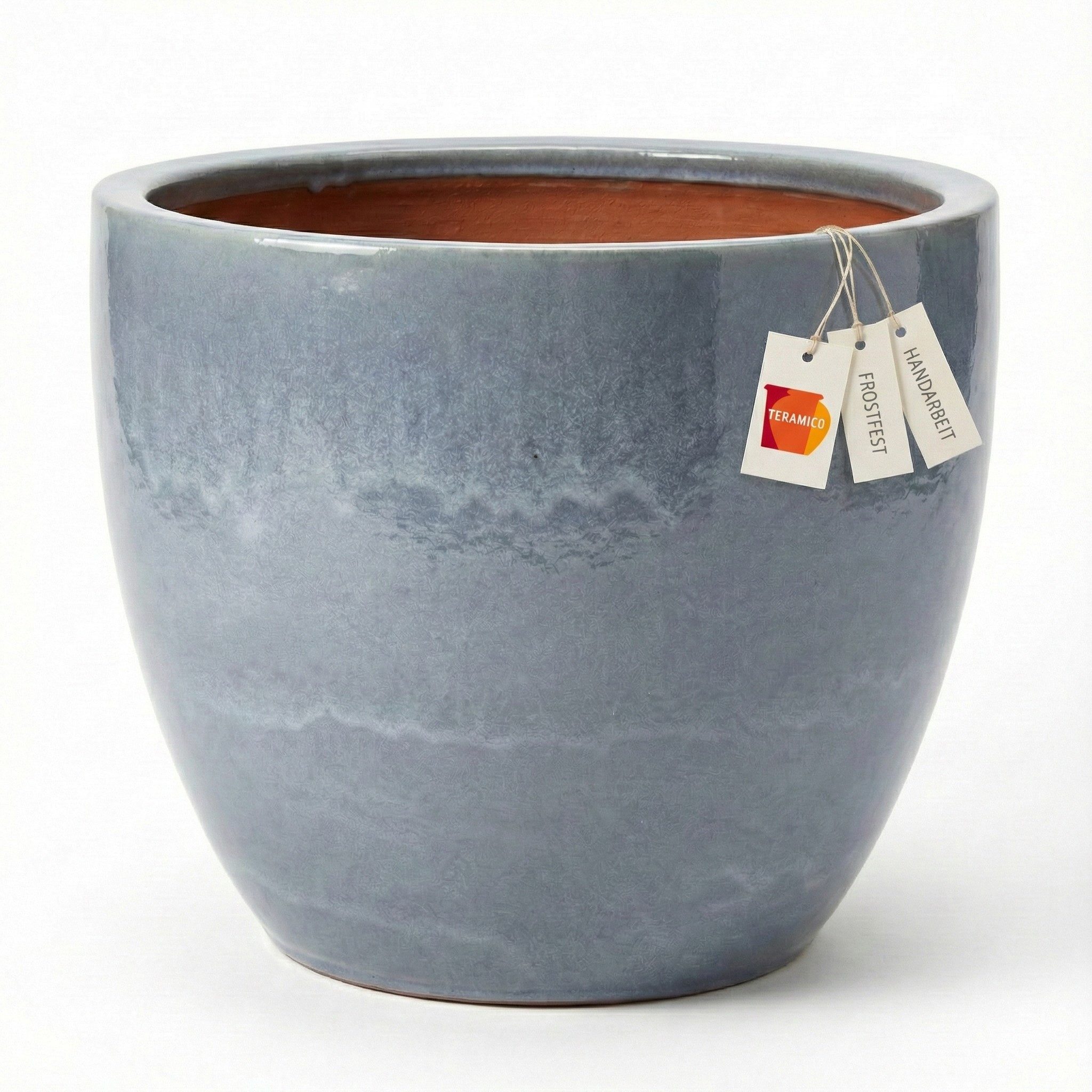 Teramico Pflanzkübel Keramik Pflanzgefäß "Eggpot" Antik Grau – Wählbare Größen (21-48cm), 100% Frostfest