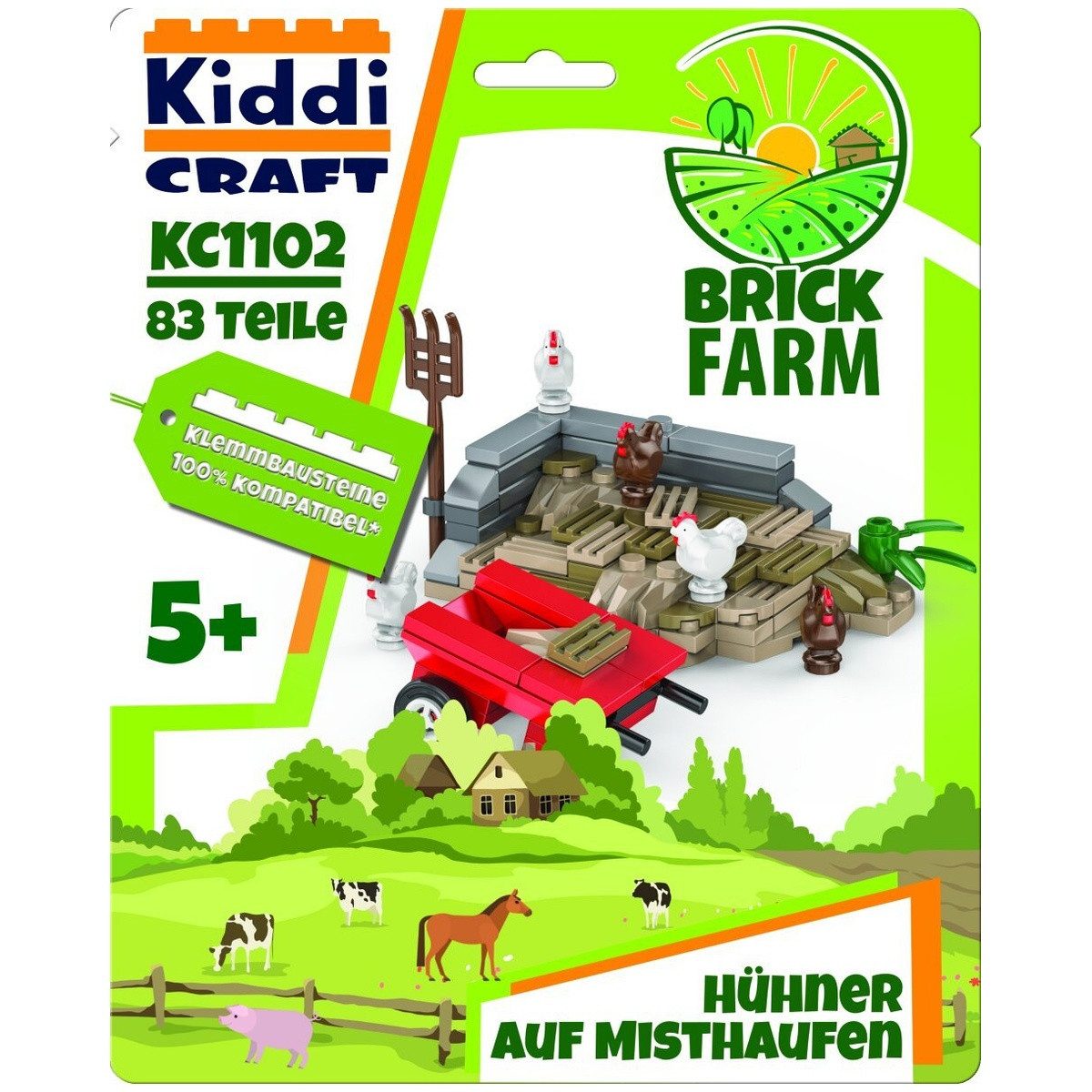 Wisam Kiddicraft KC1102 Misthaufen mit Hühnern Spielbausteine