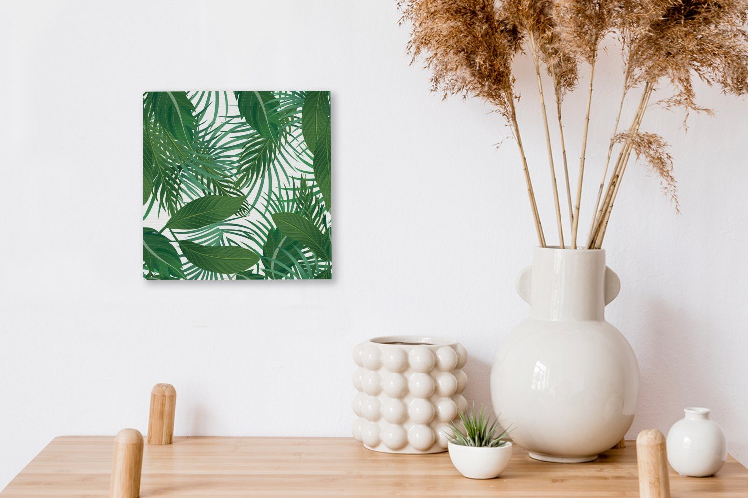 OneMillionCanvasses® Leinwandbild St), Blätter Muster Tropisch, Wohnzimmer (1 Bilder Leinwand - Schlafzimmer für 