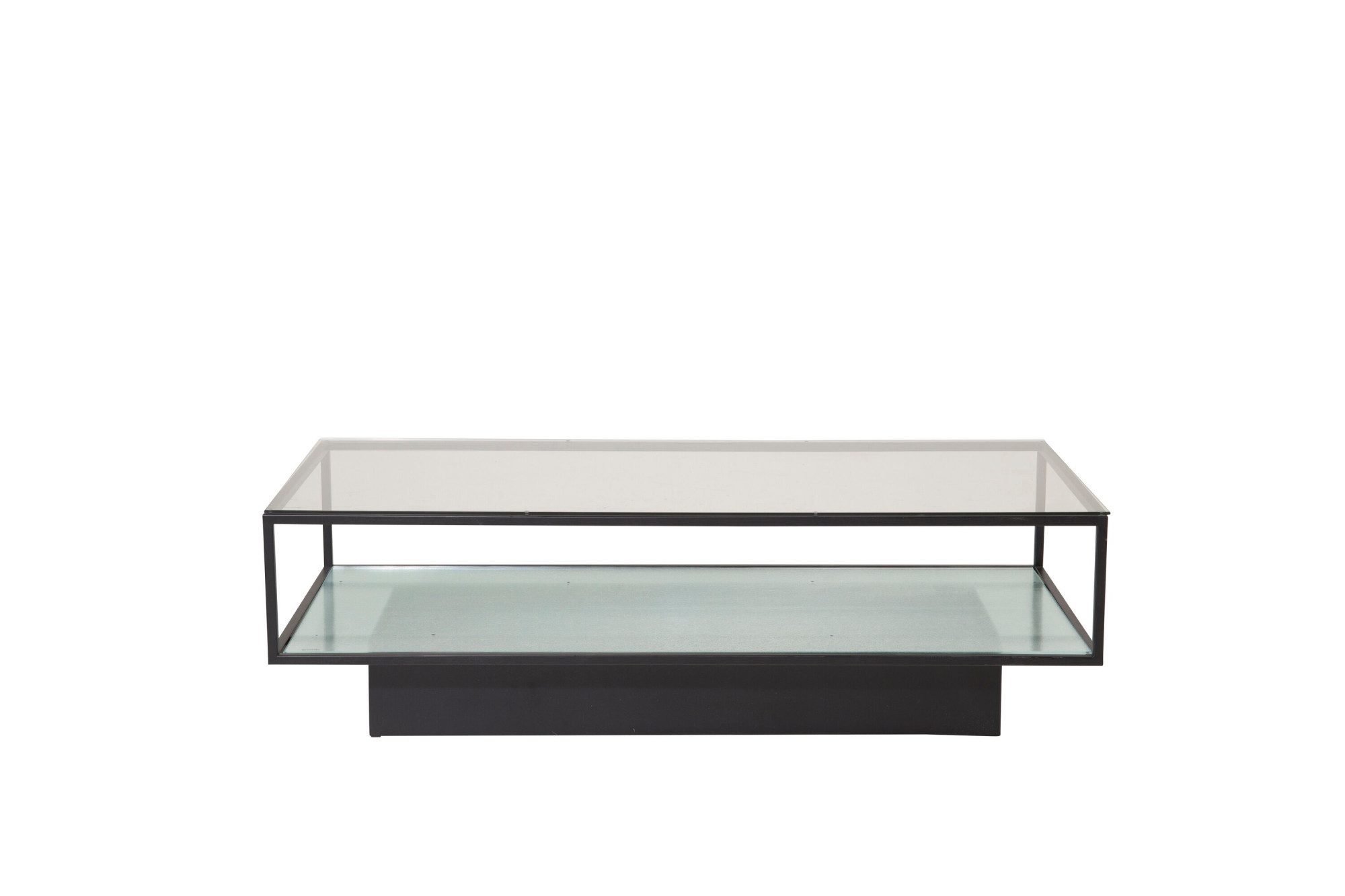 Venture Home Couchtisch Maglehem, rechteckiger Couchtisch mit Glasplatte, 130 × 60 cm, Sofatisch, Glas, Stahl, schlank, modern, edel