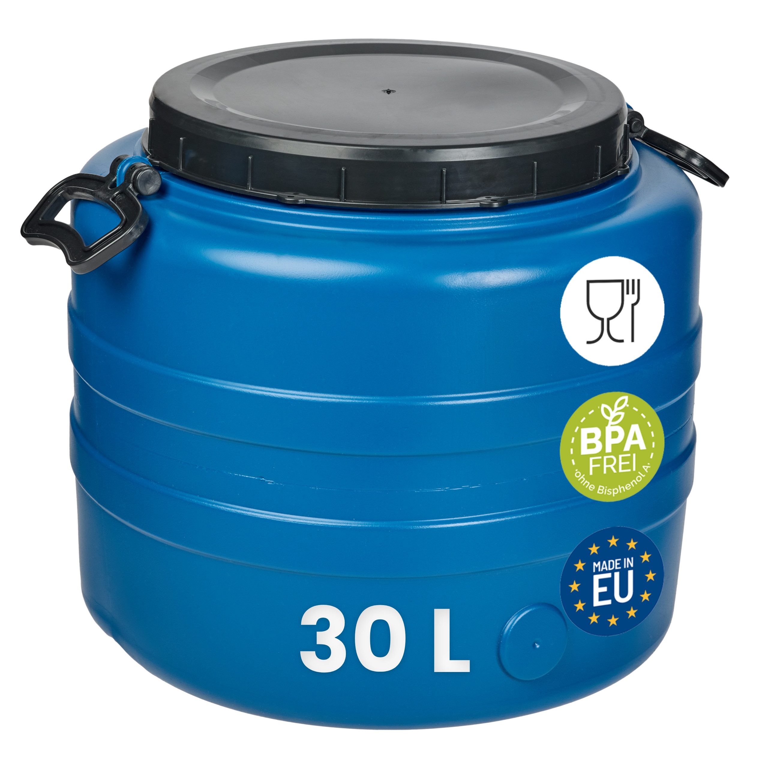Garronda Regentonne 30 L Weithalsfass aus HDPE Kunststofffass und Wasserbehälter GD-0186, 30 l, (ohne Hahn)