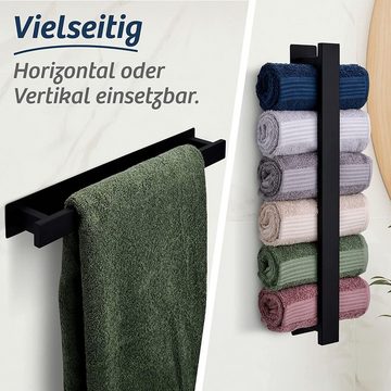 Praknu Handtuchstange Handtuchhalter Schwarz zum Kleben 40cm horizontal/vertikal