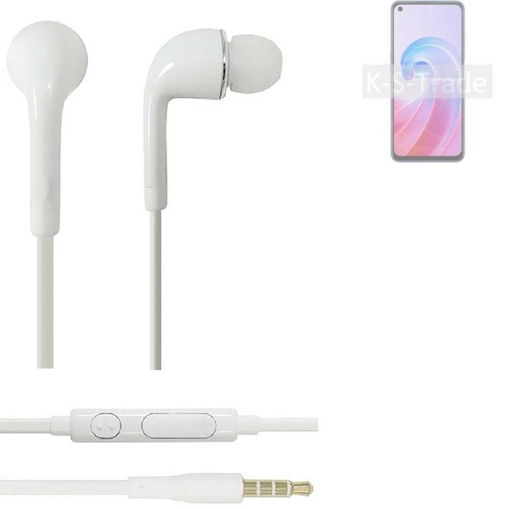 K-S-Trade für Oppo A96 In-Ear-Kopfhörer (Kopfhörer Headset mit Mikrofon u Lautstärkeregler weiß 3,5mm)