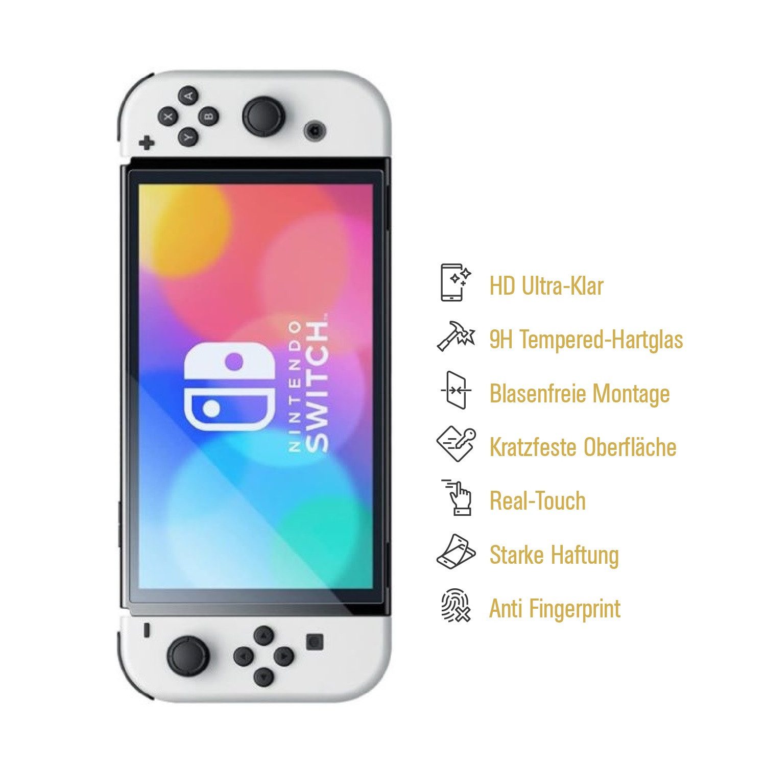 Schutzfolie 2x 9H Panzerglas für Nintendo Switch Oled HD klar echtes Tempered