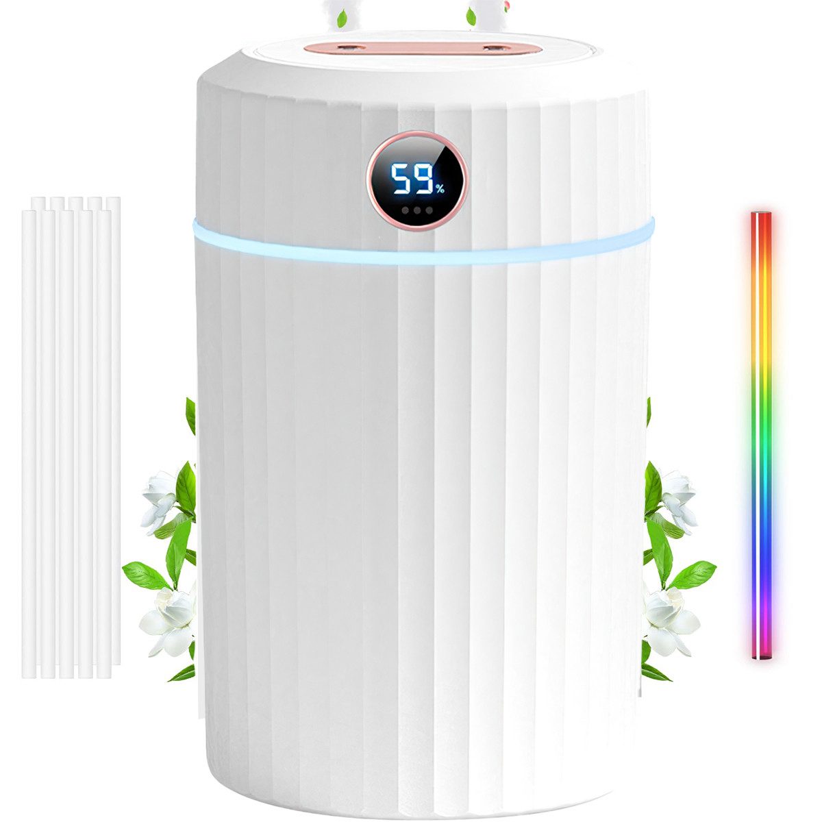 DOPWii Luftbefeuchter Luftbefeuchter für Schlafzimmer, 2-Liter-Luftbefeuchter mit zwei Düsen, und Digitalanzeige, extrem leise mit einstellbarem Nebel für Zuhause