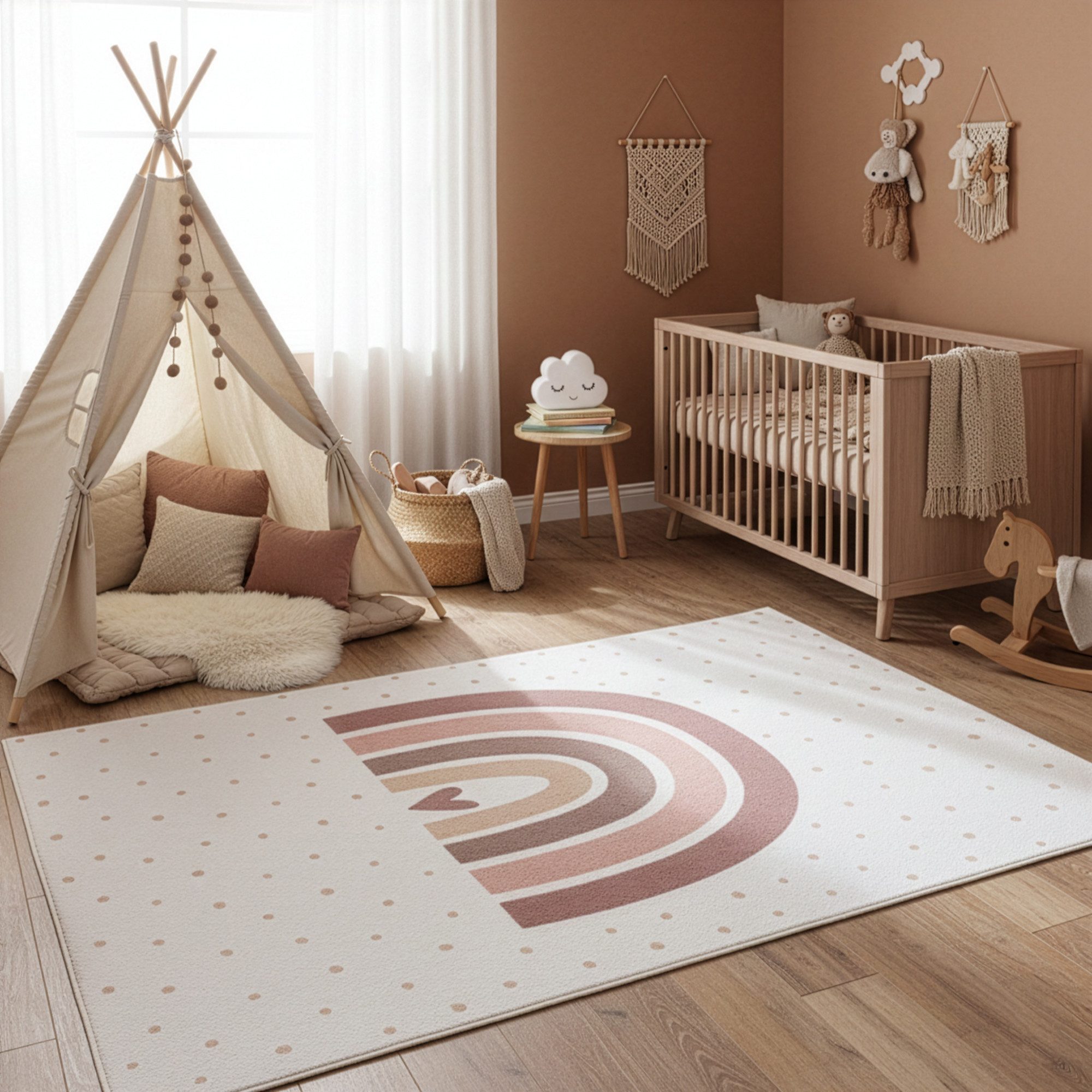 Teppium Teppich Regenbogen Liebe, Rechteckig, Höhe: 5 mm, Teppich Kinderzimmer