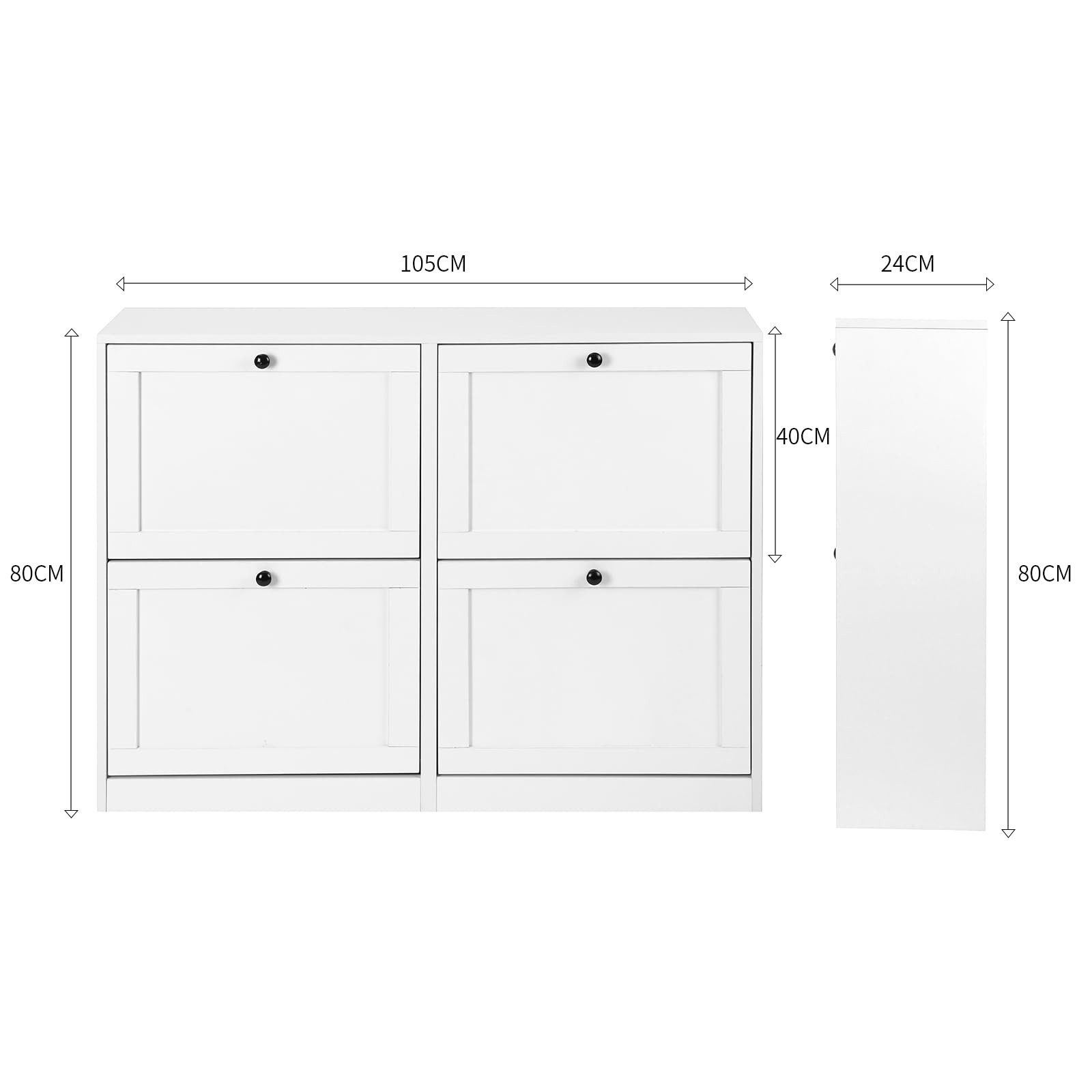 VOWNER Schuhschrank mit 4 Klappen, schmaler, 8 Fächer