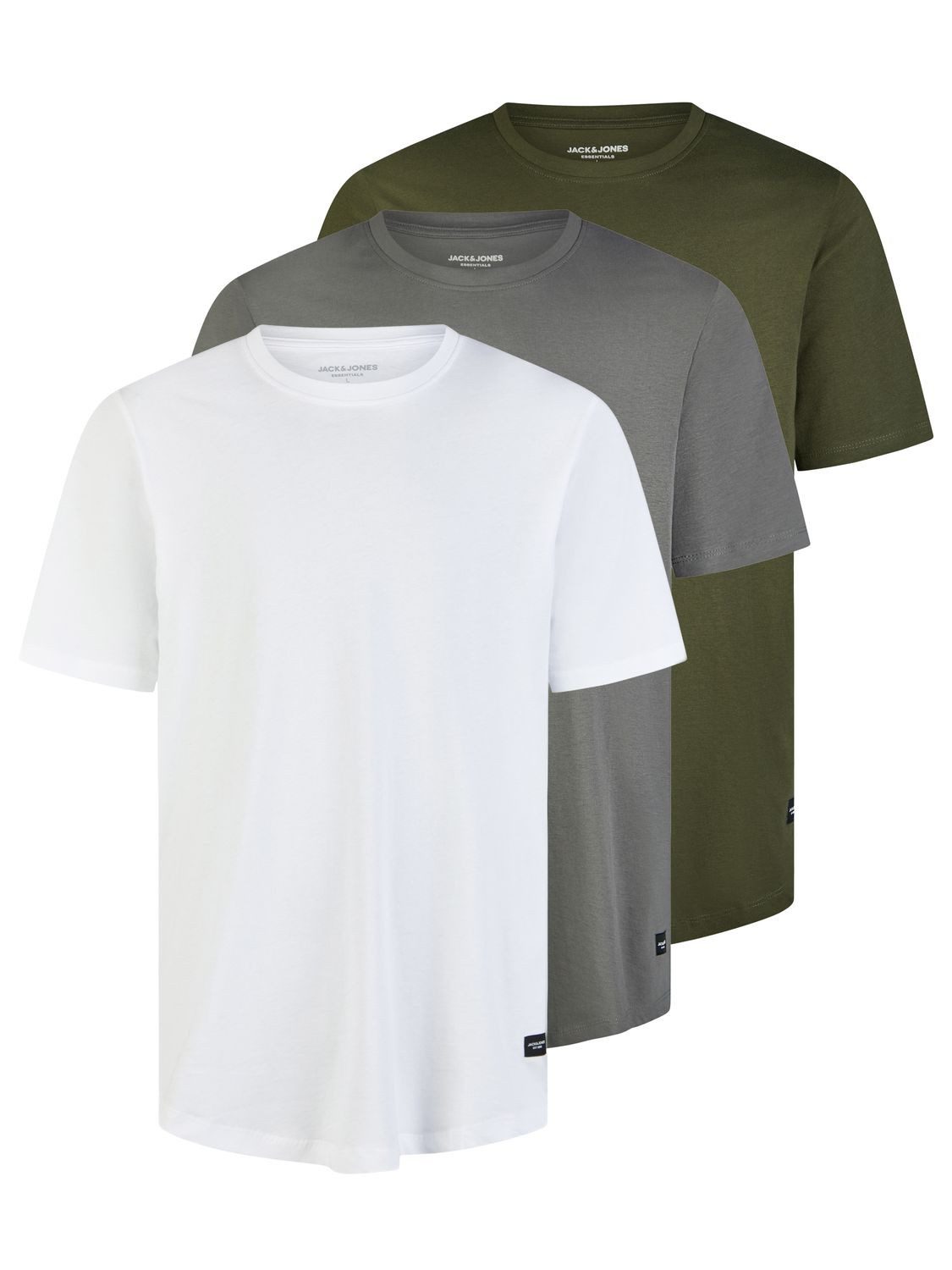 Jack & Jones T-Shirt Herren Basicshirt JJENOA 3er Pack Regular Fit (Vorteilspack, 3-tlg) Kurzarm Tee Shirt mit Rundhalsausschnitt aus 100% Baumwolle