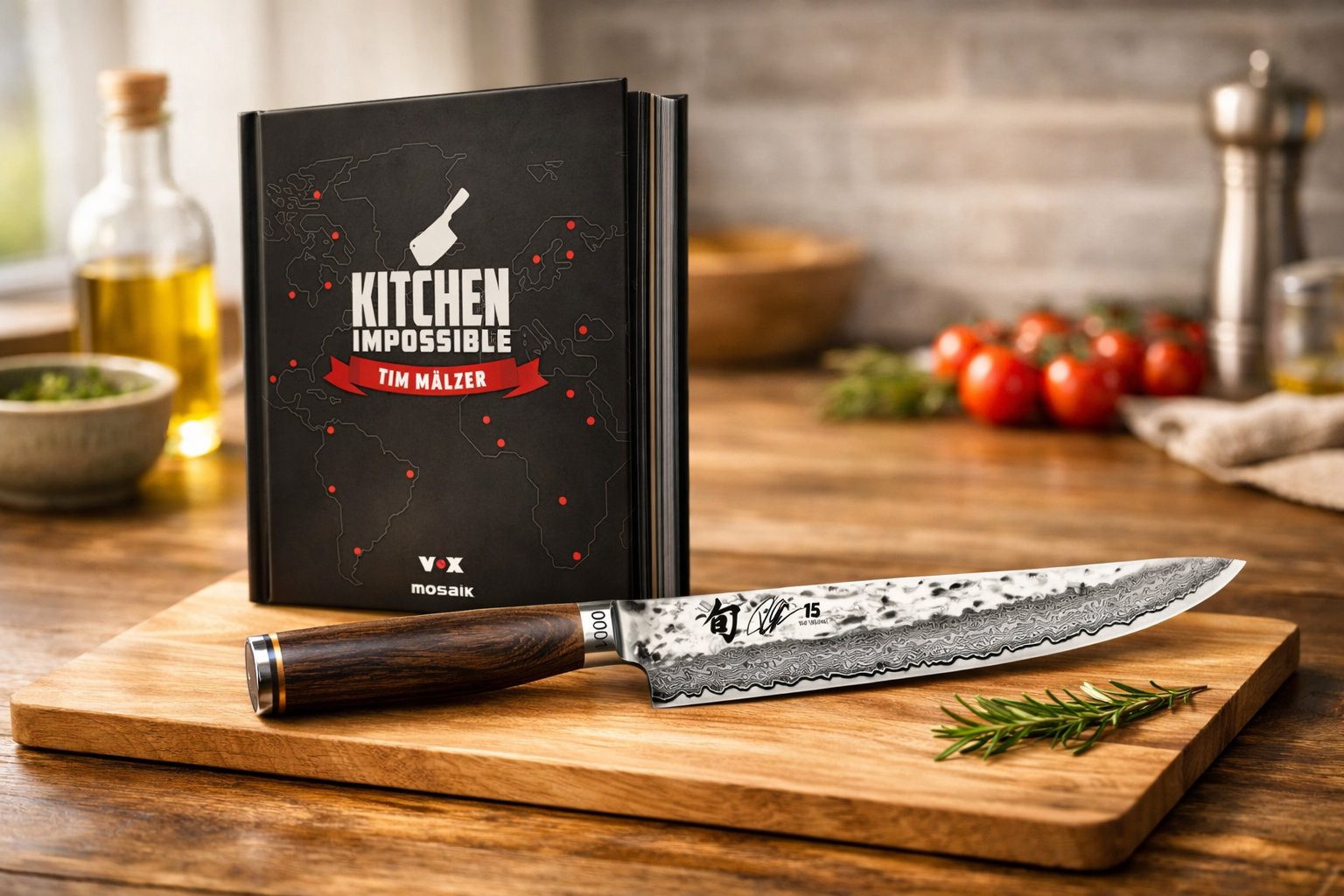 KAI Kochmesser Shun Tim Mälzer Tanto Slicer TDM‑1785 + Kochbuch Kitchen Impossible