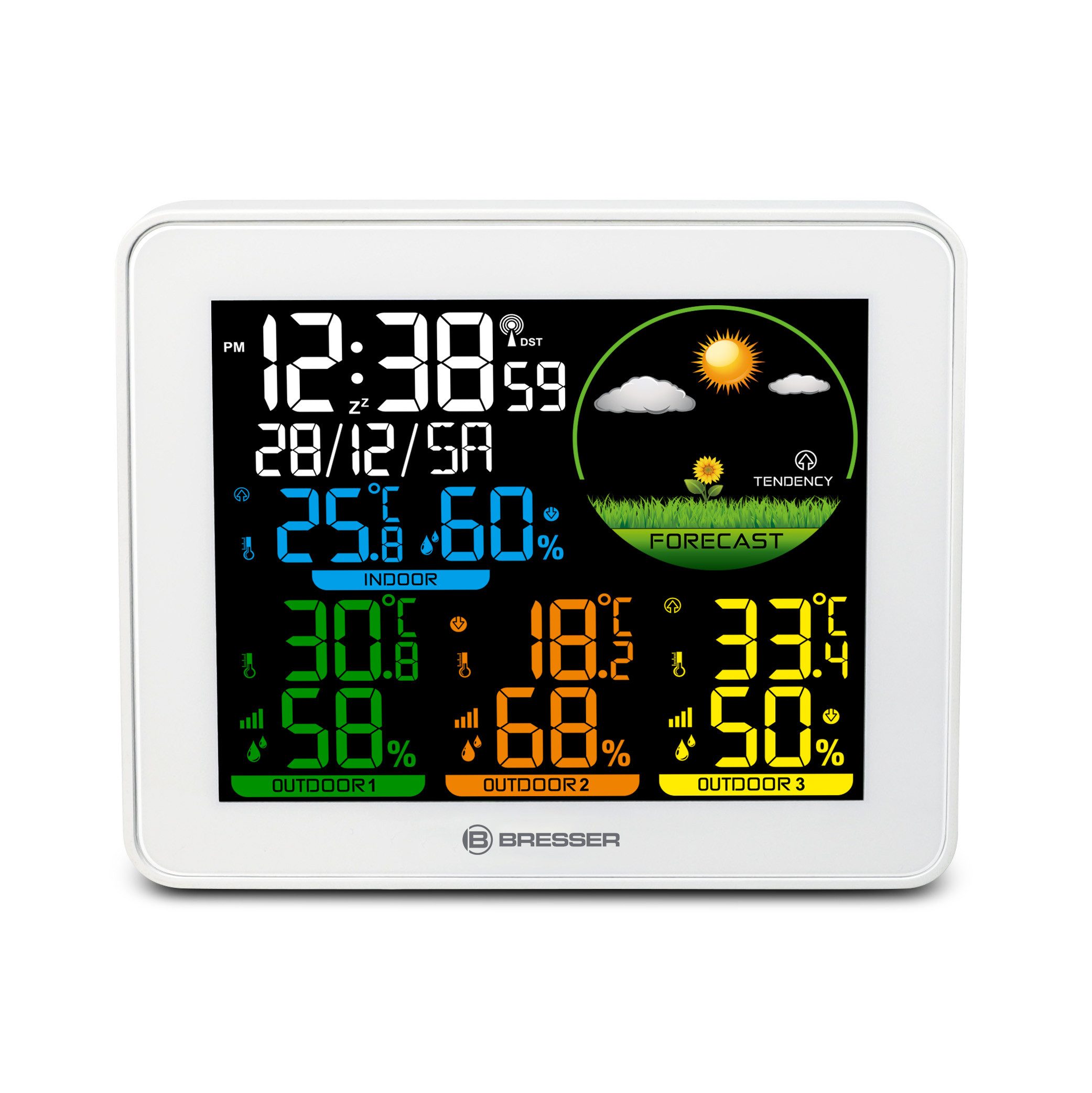 BRESSER BRESSER Farbwetterstation mit 3 Sensoren Wetterstation