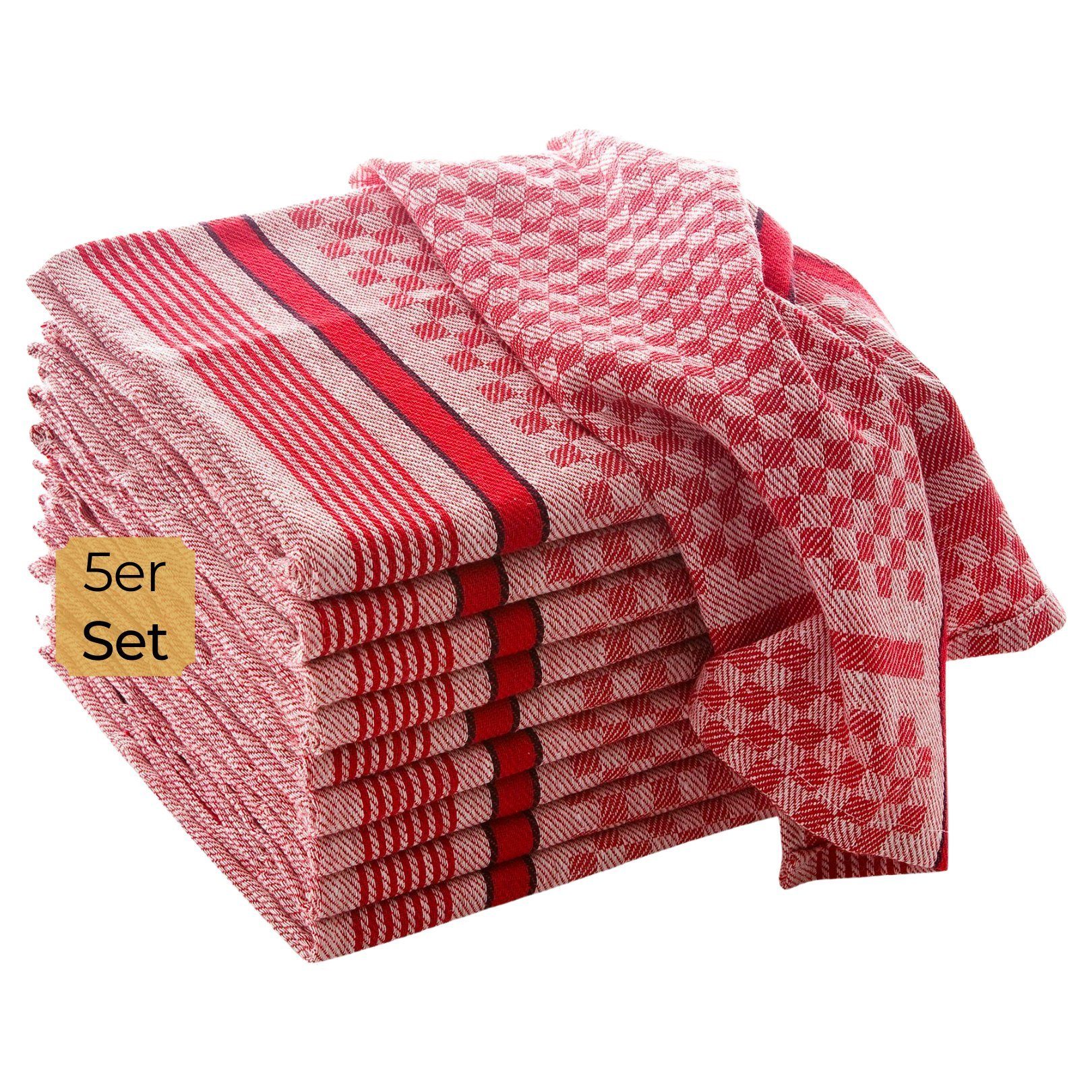 Hometex Premium Textiles Geschirrtuch Grubentücher, Geschirrtücher, Profi-Küchentücher aus 100% Baumwolle, (Set, 5-tlg., 5x Grubentuch in 45x90 cm), Hohe Wasseraufnahme, Ideal für Küche, Haushalt und Gastronomie