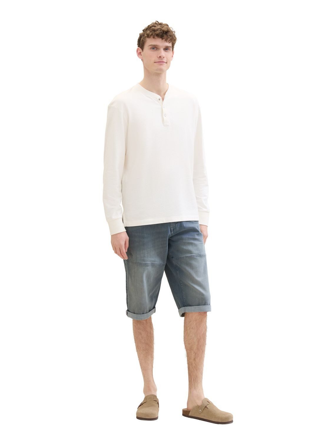 Tom Tailor Herren Bermuda Short MORRIS OVERKNEE Relaxed Blau Mid Stone Blue günstig online kaufen