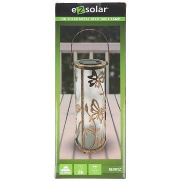 EZ SOLAR LED Gartenleuchte LED Solar Metall Deko Tischleuchte mit 5 warmweißen LED, inklusive Ak
