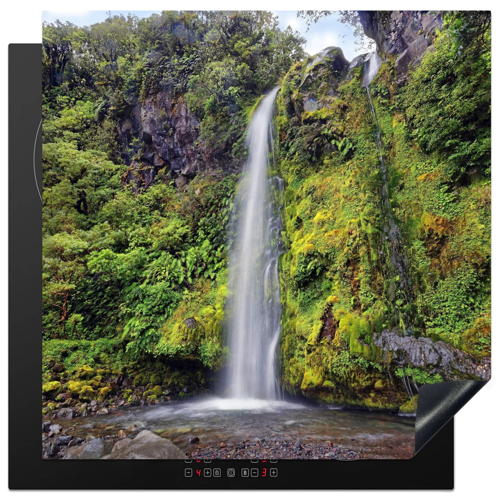 MuchoWow Herdblende-/Abdeckplatte Wasserfall im Whanganui-Nationalpark in Ozeanien, Vinyl, (1 tlg), 78x78 cm, Ceranfeldabdeckung, Arbeitsplatte für küche