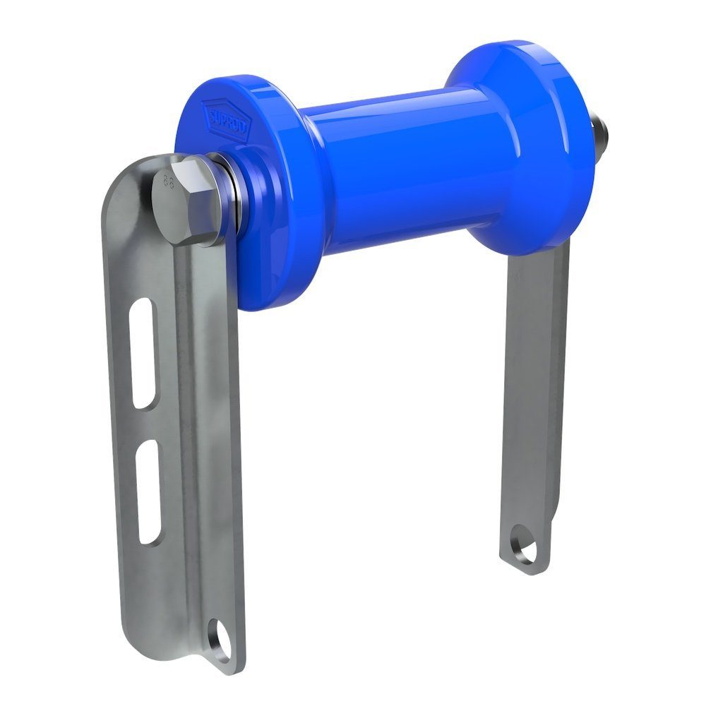 Auffahrrampe Polyurethan Kielrolle mit Halter C Sliprolle verzinkt 125 mm
