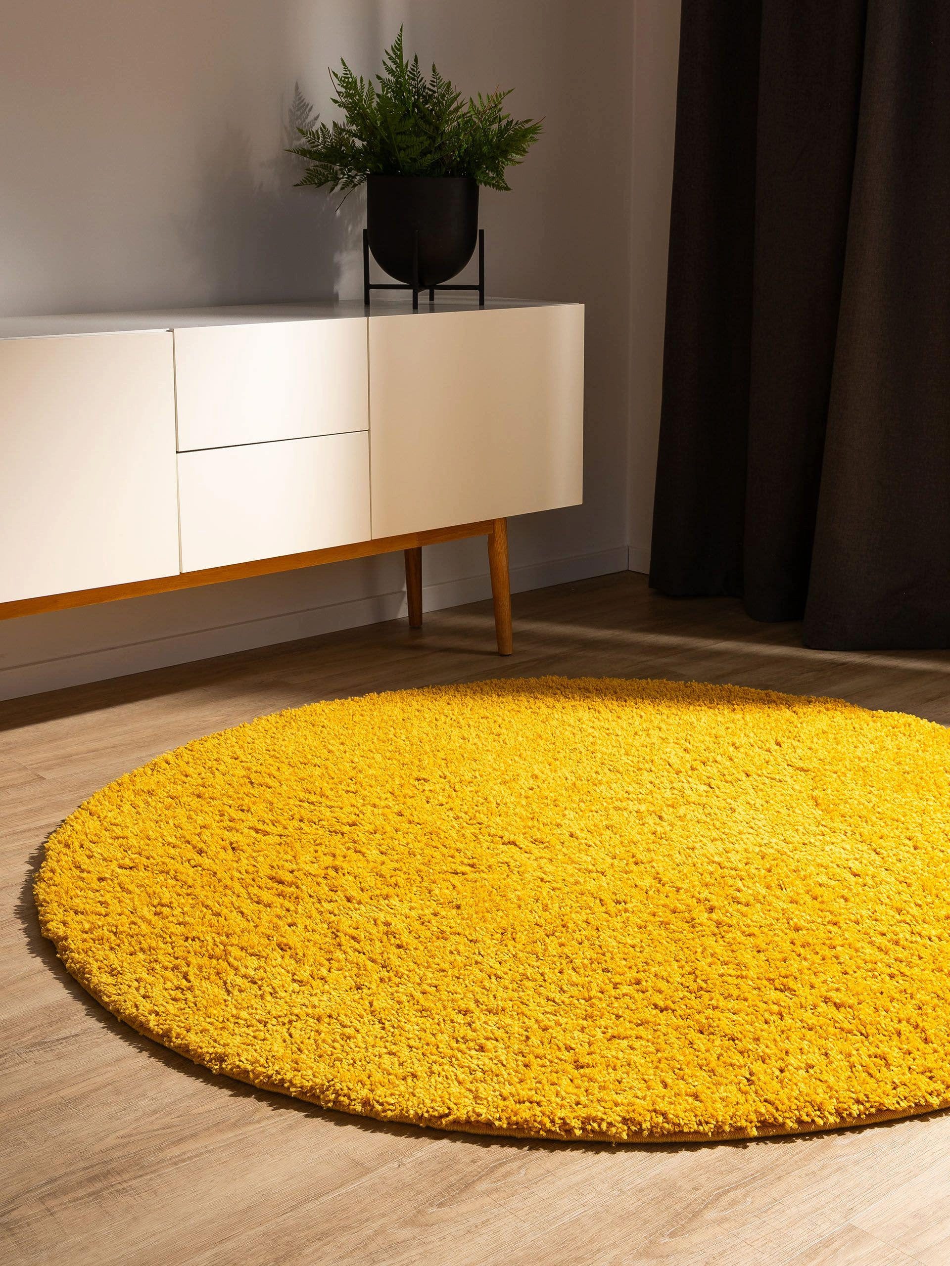 benuta Hochflor-Teppich Soho, rund, Höhe: 31 mm, Teppich Wohnzimmer, Schlafzimmer, Esszimmer, Rutschfest, Waschbar
