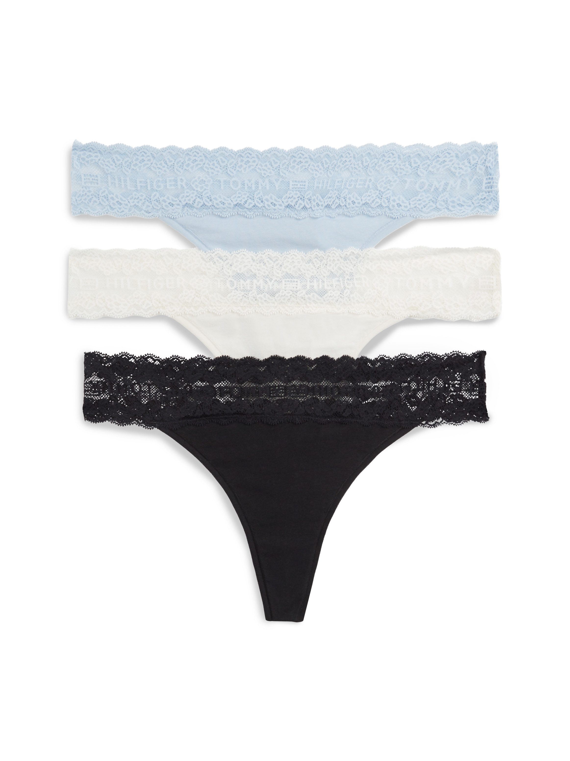 Tommy Hilfiger Underwear Tanga (3-St) Körpernahe Passform mit elastischem Spitzenbund