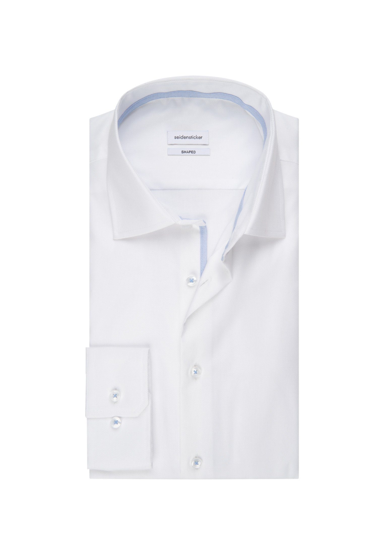 Shaped Businesshemd seidensticker Kentkragen Langarm Uni Shaped Weiß