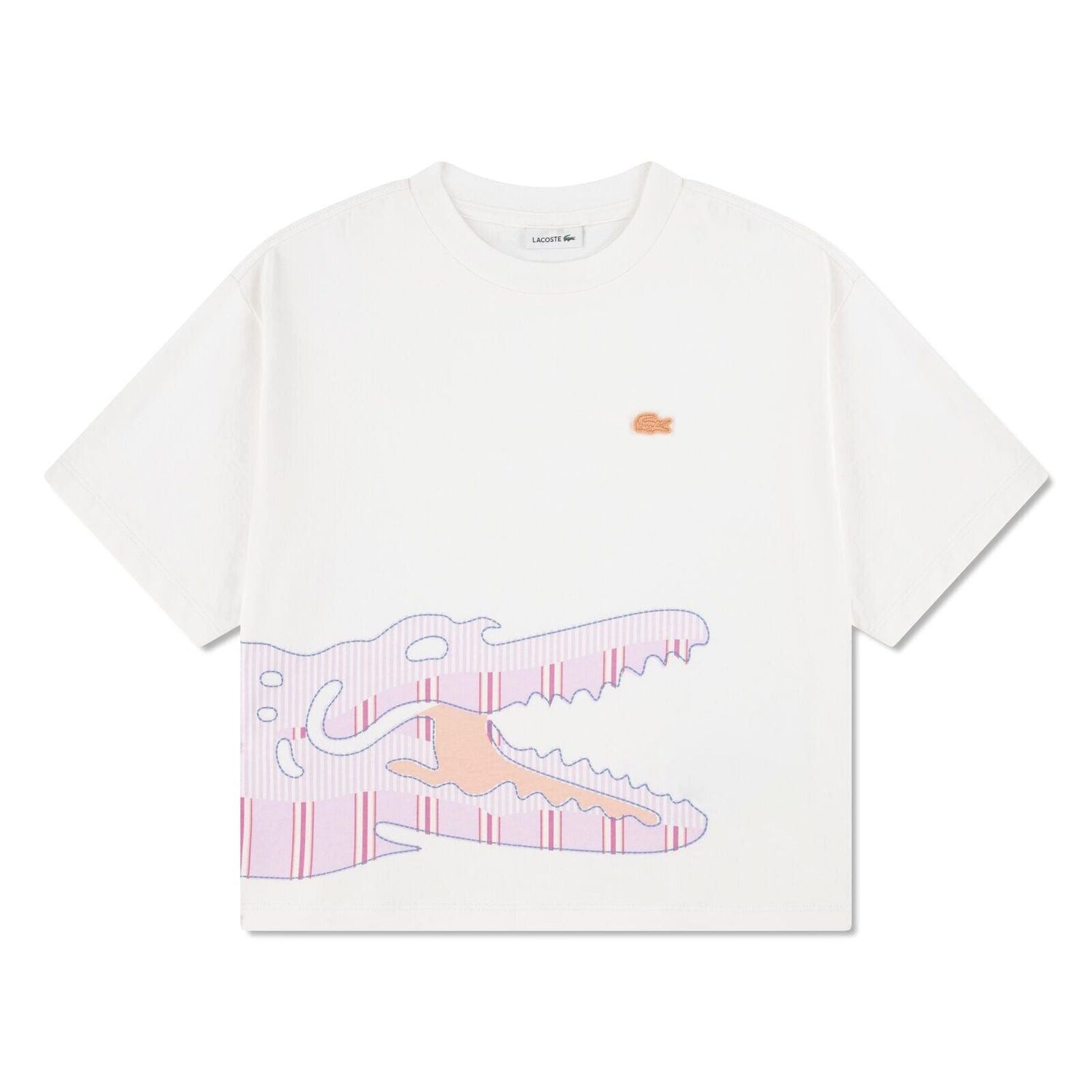Lacoste T-Shirt Lacoste Kids T-Shirt mit großem Krokodil-Print – Weiß