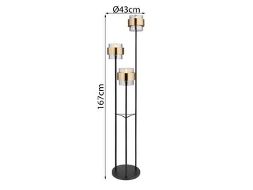 meineWunschleuchte LED Stehlampe, Leuchtmittel stufenweise über Fußschalter dimmbar, LED wechselbar, warmweiß, dimmbar ausgefallen-e modern-e Designer Rauchglas Gold-en, Höhe 167cm