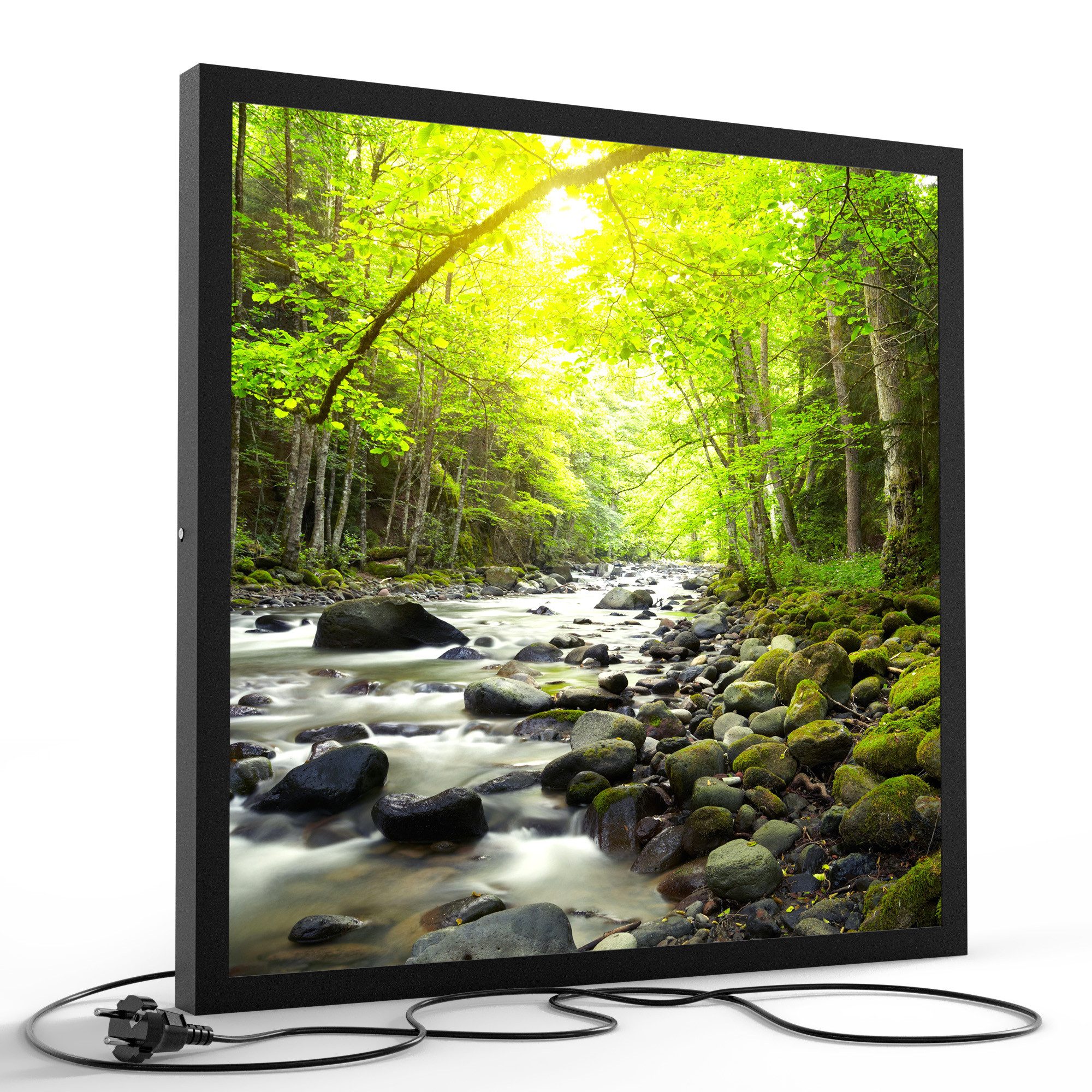 DEQORI LED-Bild 'Steiniges Flussbett', (1 St), LED Lampe Leuchte Leuchtbild Bild beleuchtet Deckenleuchte Wandlampe