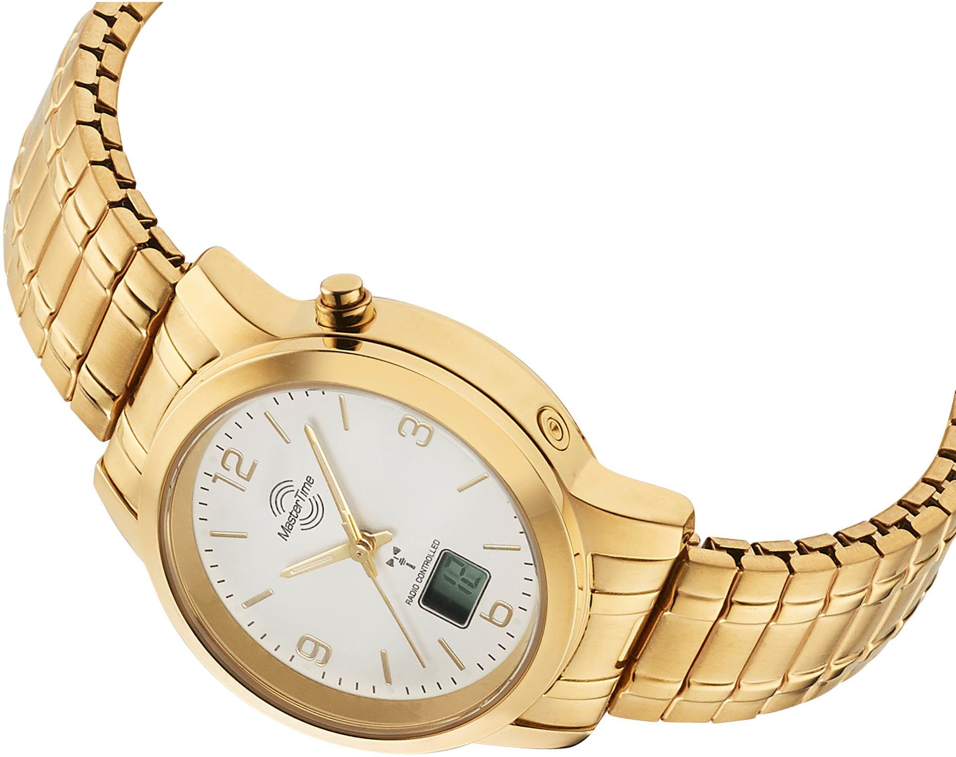 MASTER TIME Funkuhr Basic MTLA-10313-12M, Armbanduhr, Quarzuhr, Damen, Datum, Leuchtzeiger, Flexband, Zugband