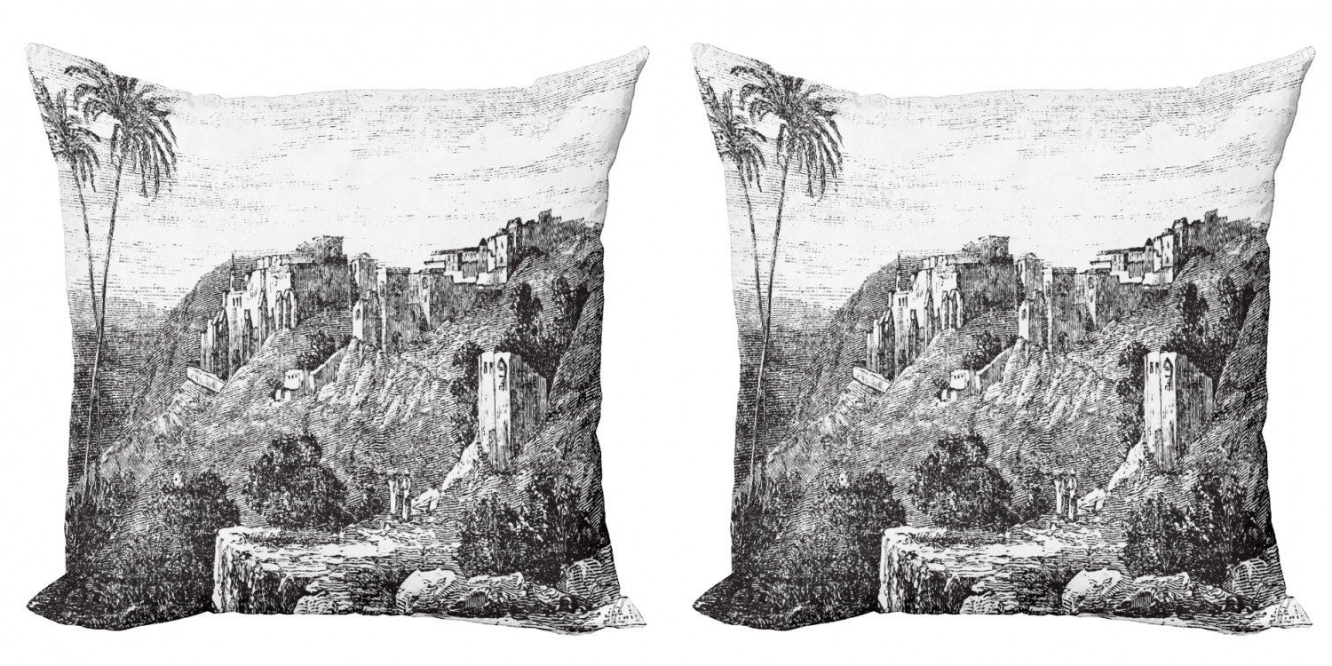 Kissenbezüge Modern Accent Doppelseitiger Digitaldruck, Abakuhaus (2 Stück), Stadt Landschaft von Bethlehem