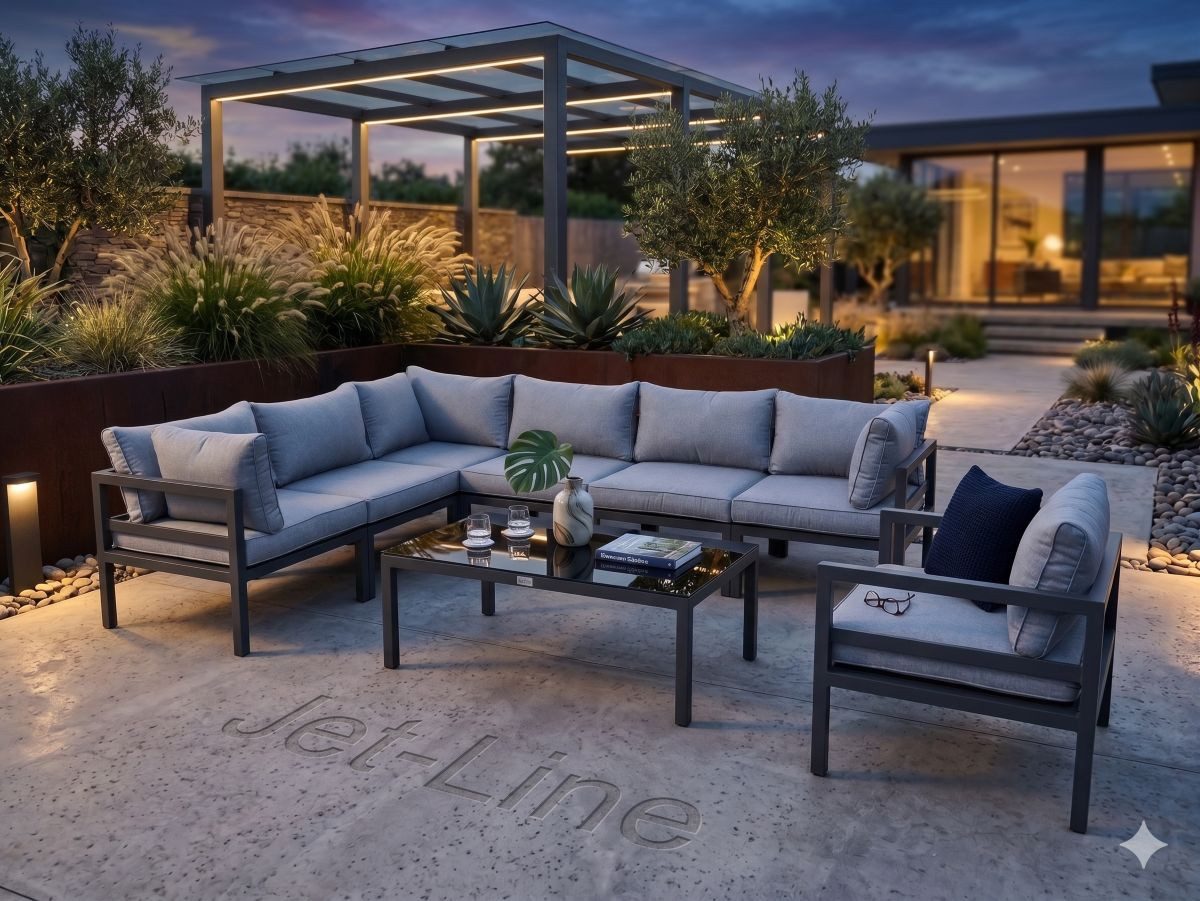 Jet-Line Gartenlounge-Set KRETA XXL Aluminium Gartenmöbel-Set in anthrazit ?