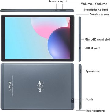 weelikeit Tablet (10,1", Android 11, Touchscreen Akku5MP+8MP Kamera Bluetooth 5.0 Type-C Metallgehäuse)