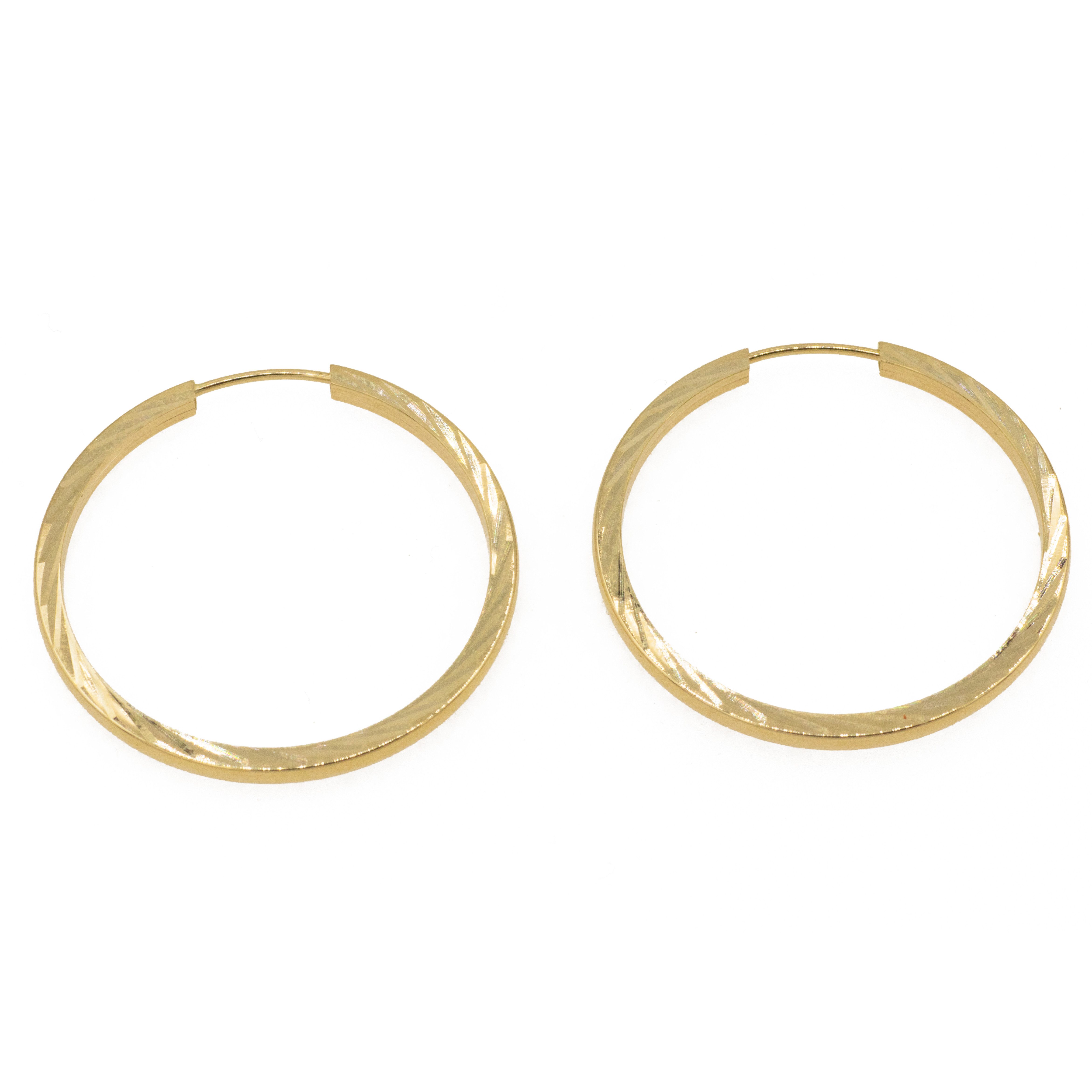 Bella Carina Paar Creolen Creolen aus 585 Gold 14 Karat, 2,5 cm, verziert, 585 Gold