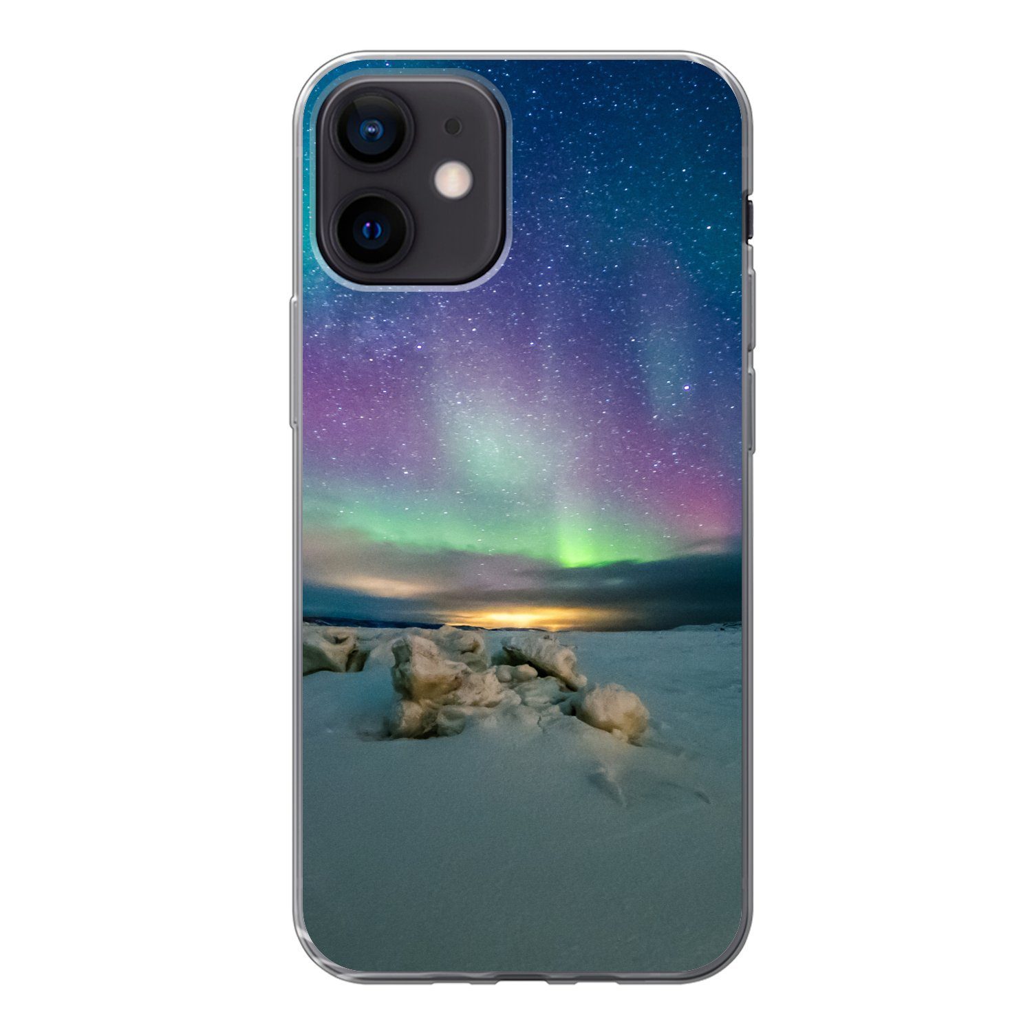 Handyhülle für Apple iPhone 12 Nordlichter - Schnee - Farben
