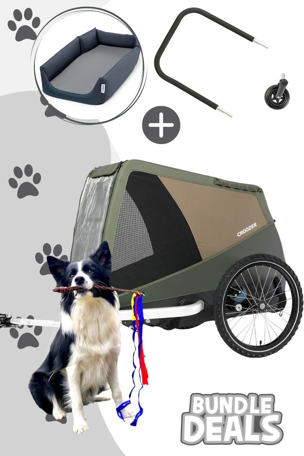 Croozer Fahrradhundeanhänger Dog Mikke Easy Start Bundle inkl. Mikke Hundebett und Buggy Set